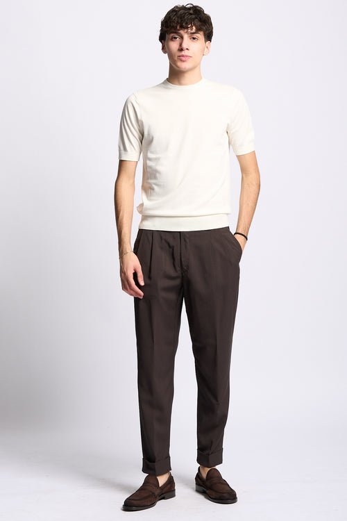 Hosio Maglia Manica Corta Avorio Uomo-2