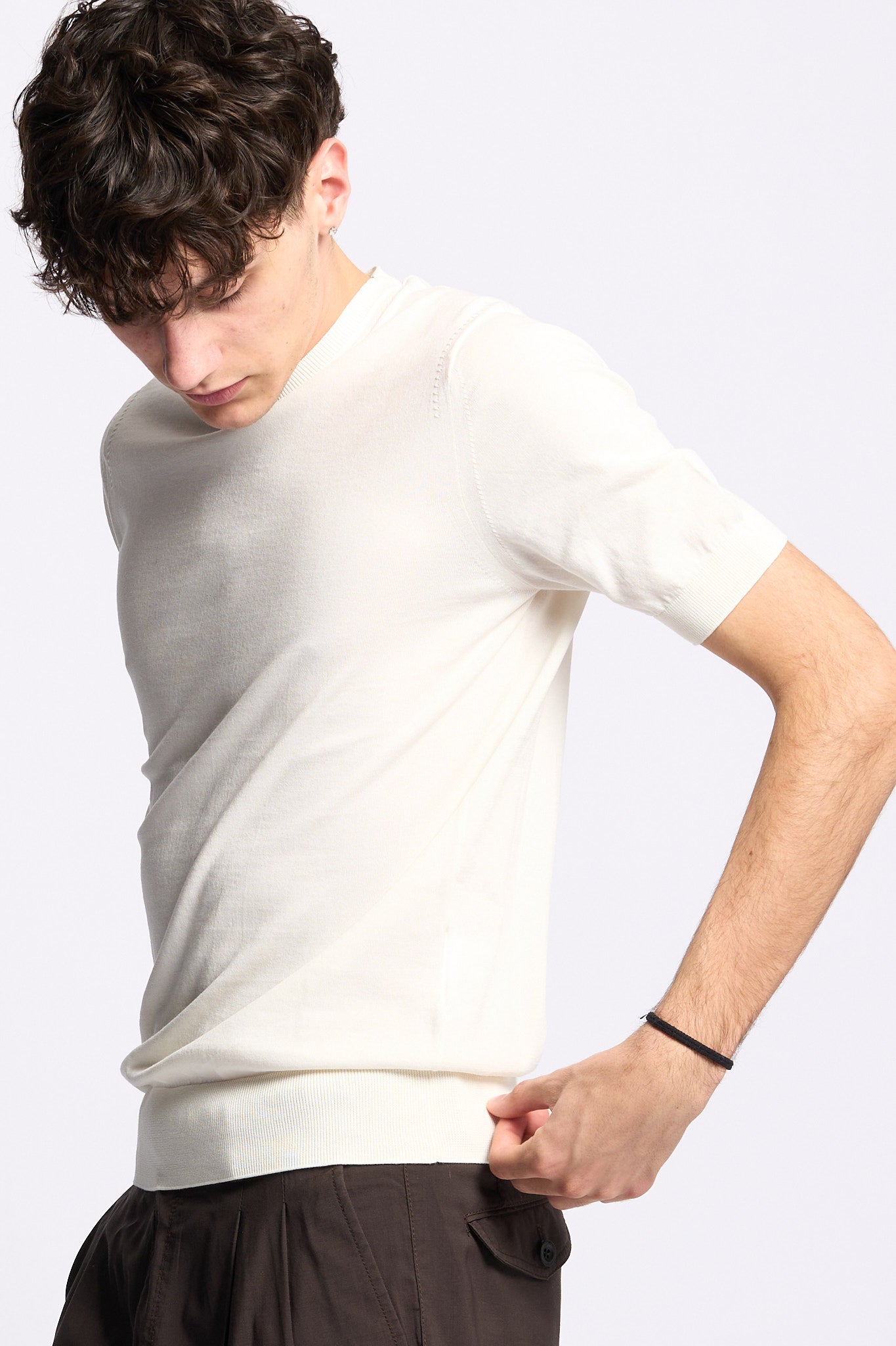 Hosio Maglia Manica Corta Avorio Uomo-1