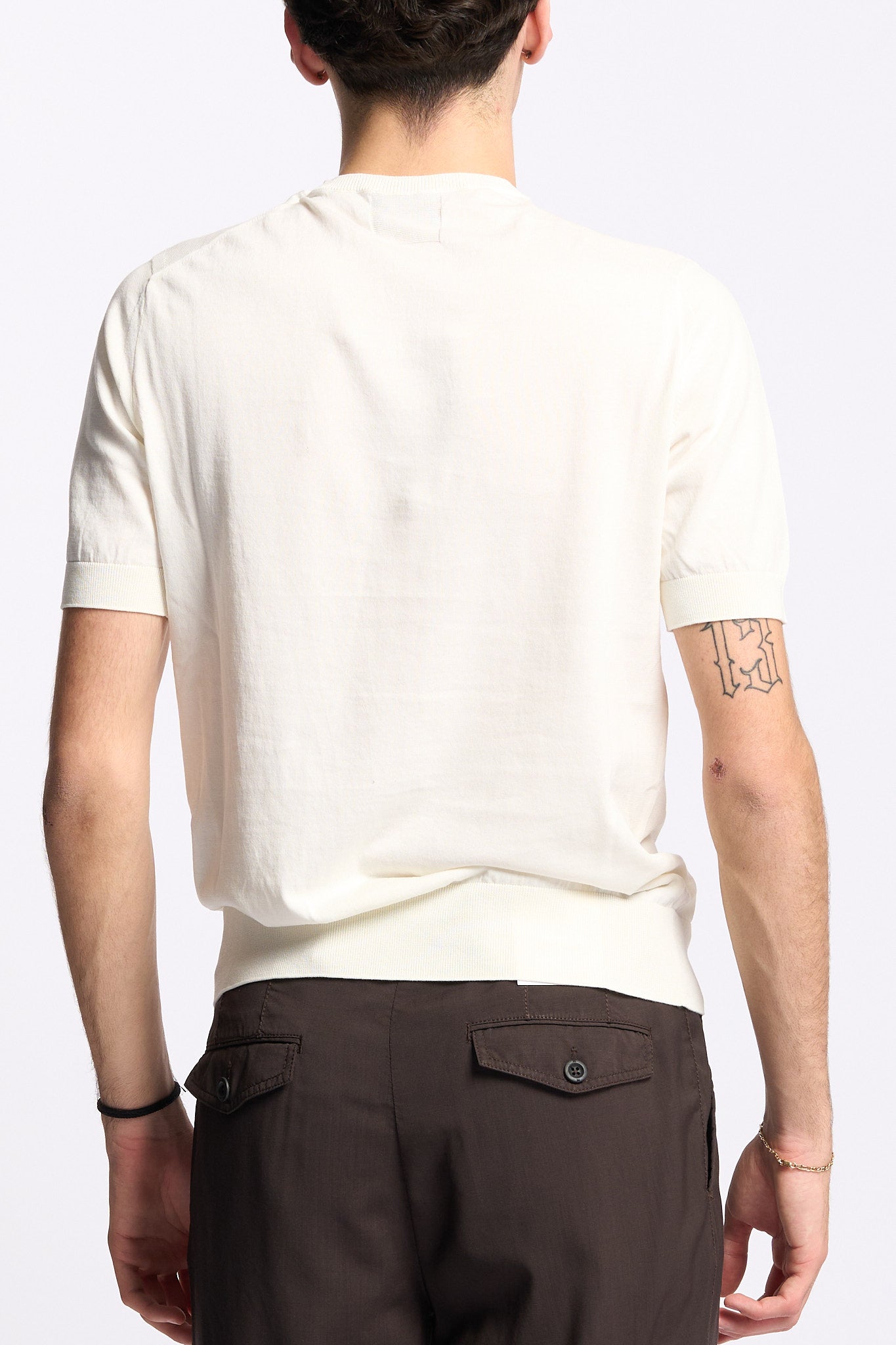Hosio Maglia Manica Corta Avorio Uomo-4
