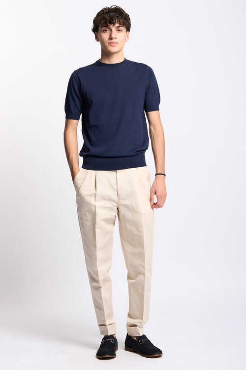 Hosio Maglia Manica Corta Blu Aperto Uomo-2