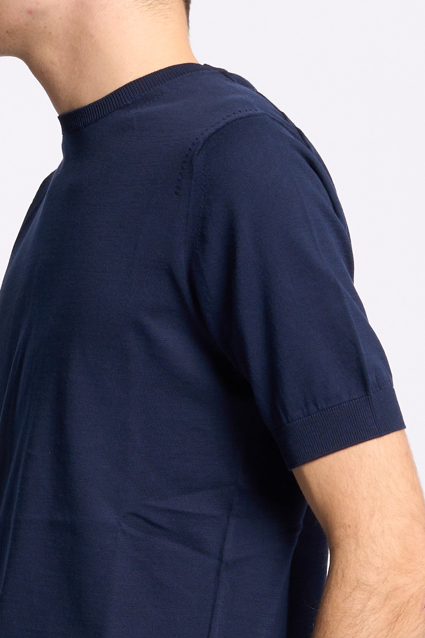 Hosio Maglia Manica Corta Blu Aperto Uomo-3