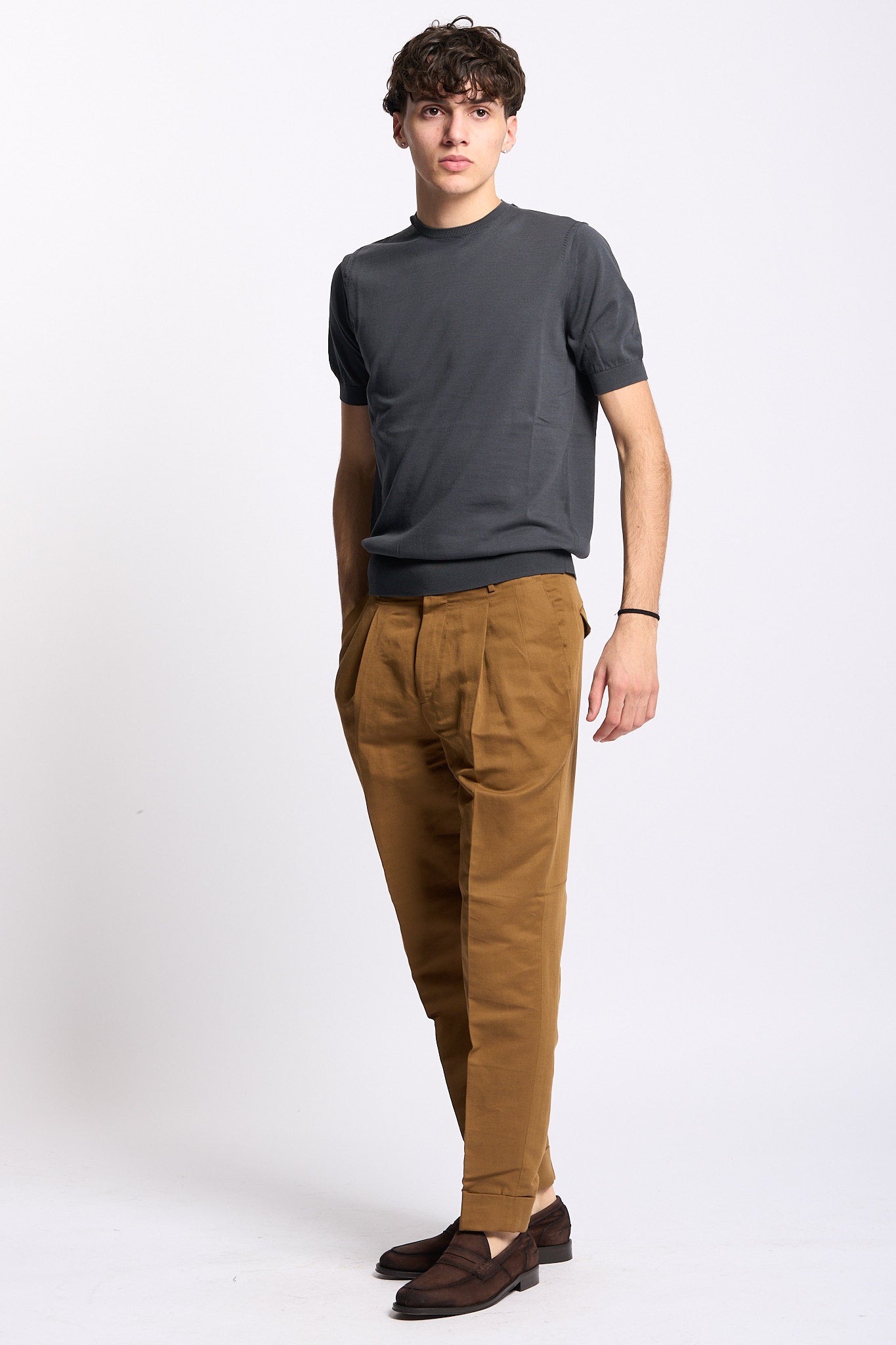 Hosio Maglia Manica Corta Fumo Uomo-3
