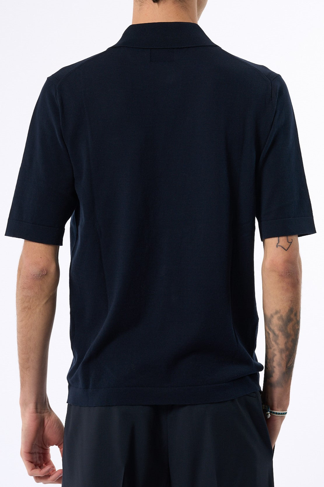 Hosio Polo Aperta in Maglia Blu Uomo-6