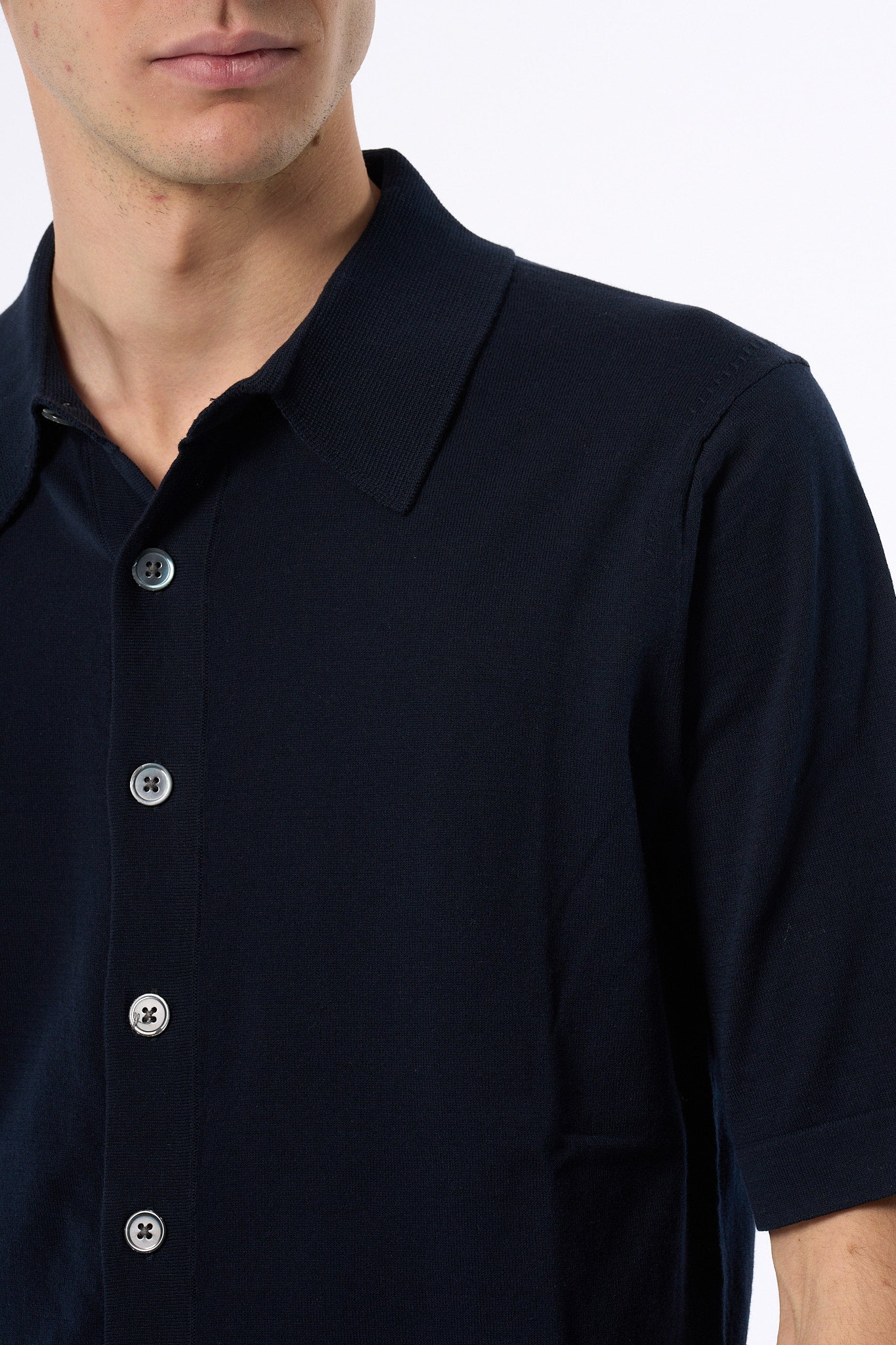 Hosio Polo Aperta in Maglia Blu Uomo-2