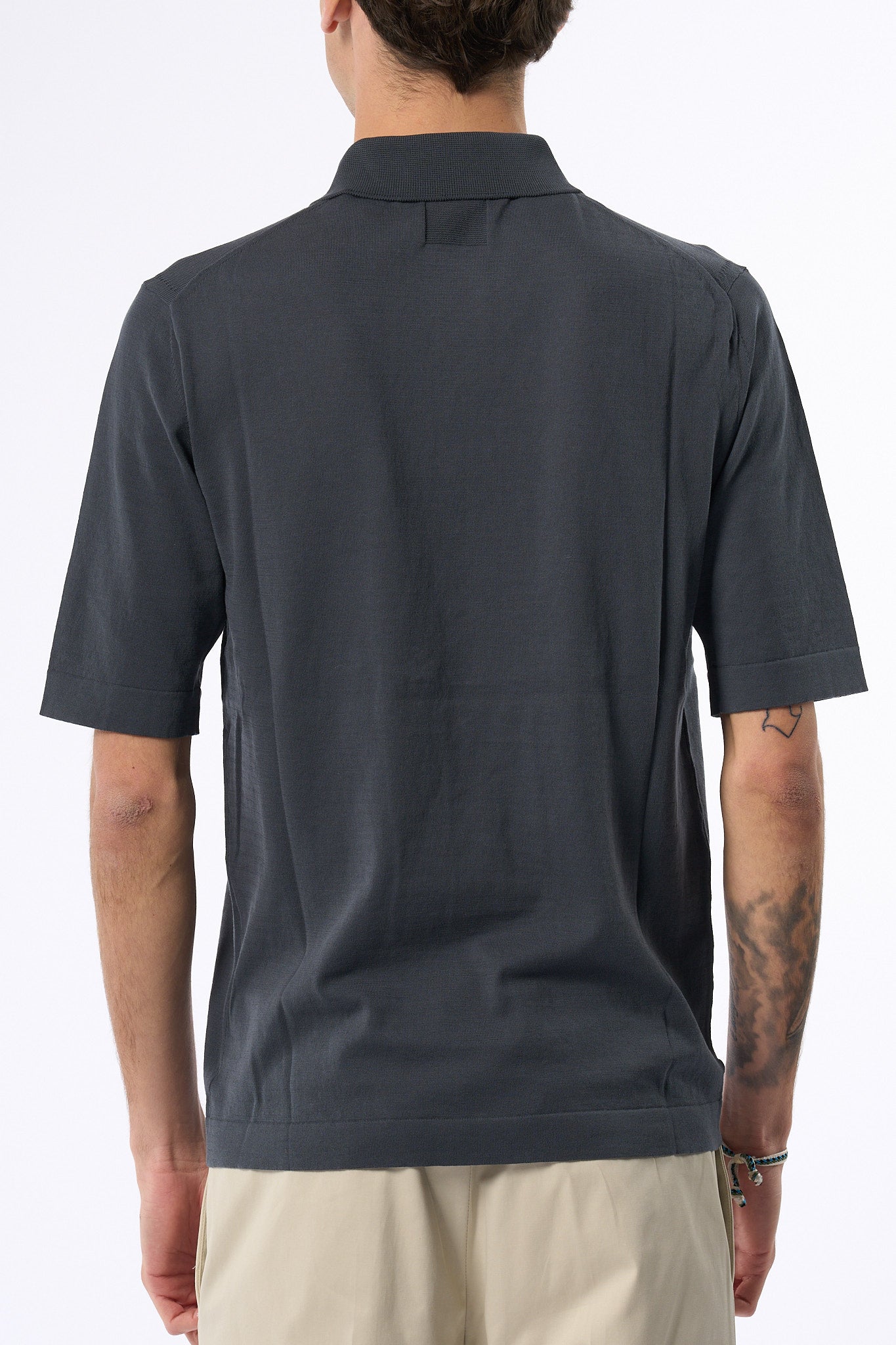 Hosio Polo Aperta in Maglia Grigio Uomo-5