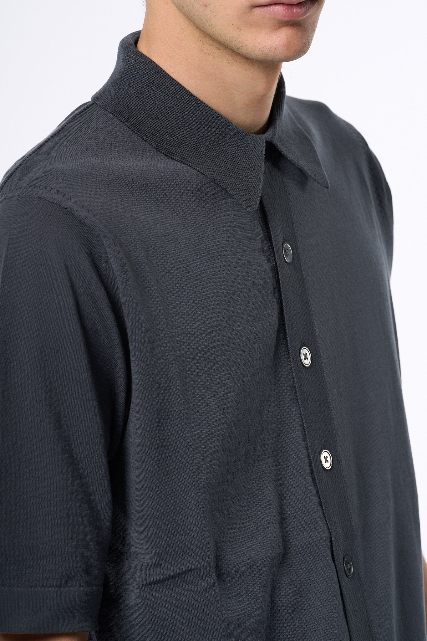 Hosio Polo Aperta in Maglia Grigio Uomo-2