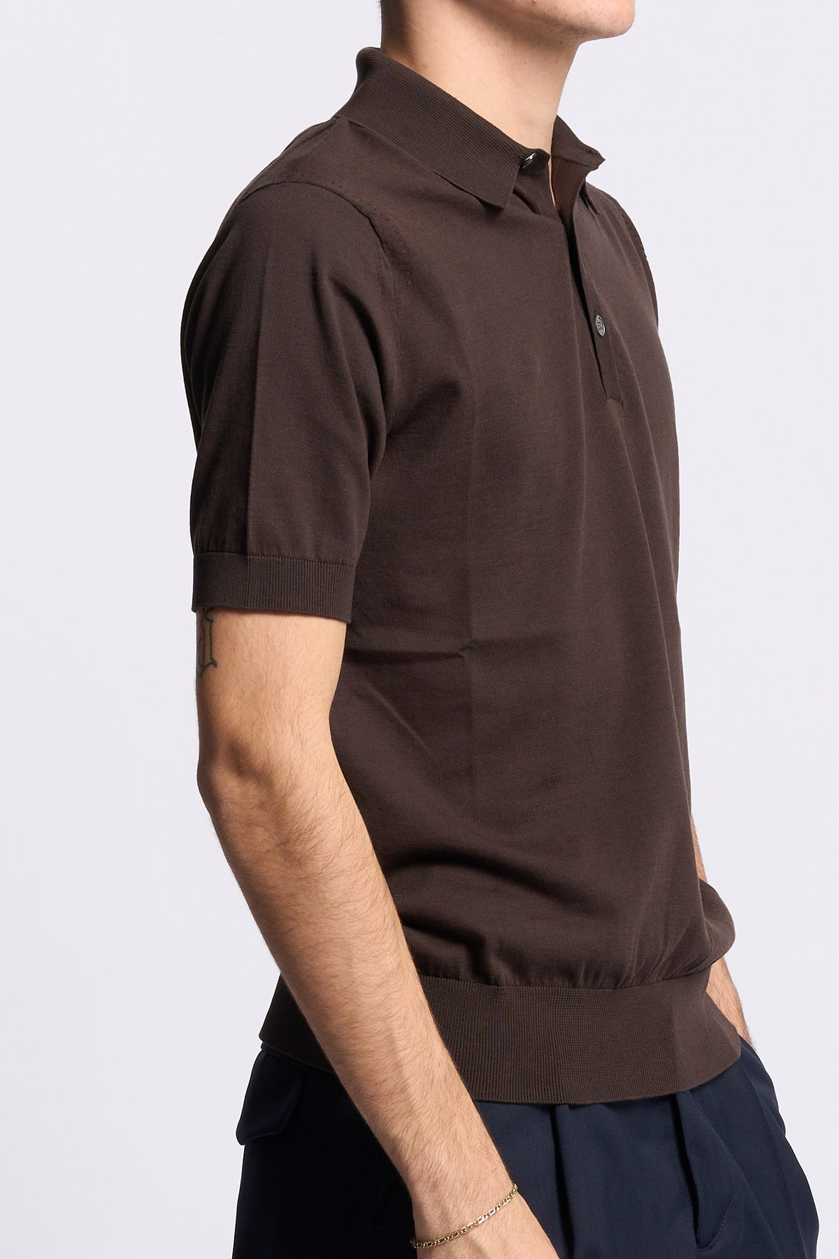 Hosio Men's Short Sleeve Polo Shirt Fondente-4