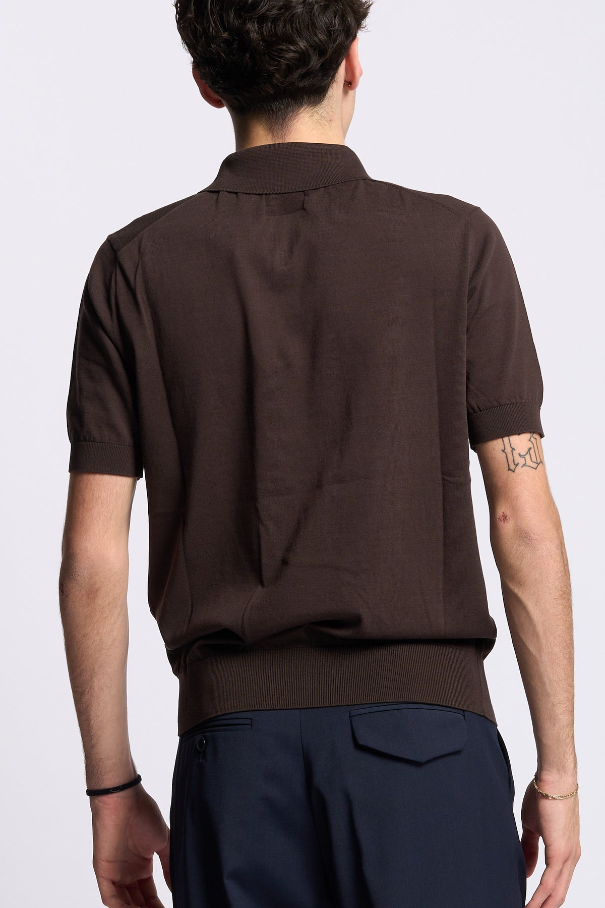 Hosio Men's Short Sleeve Polo Shirt Fondente-5