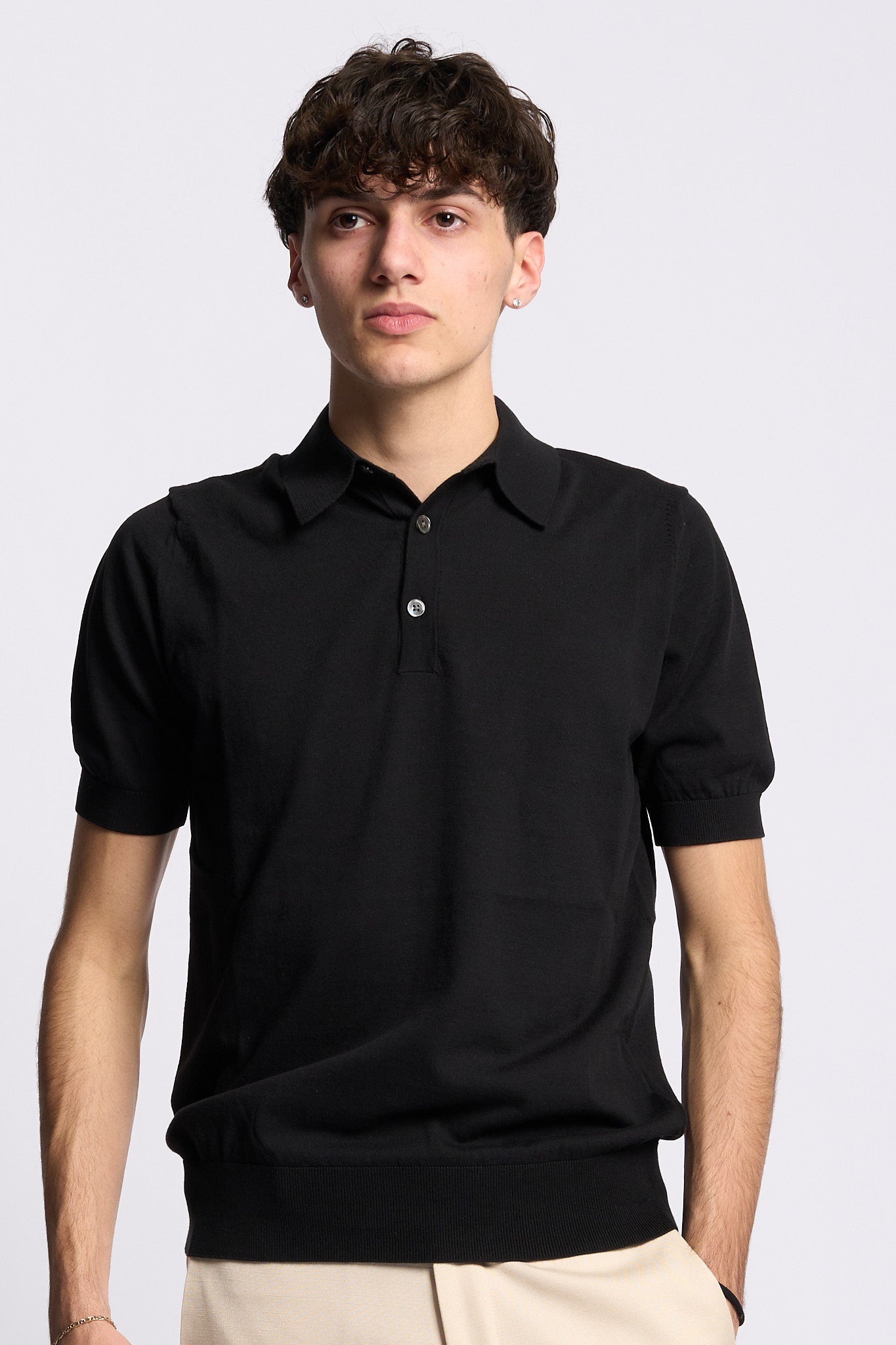 Hosio Polo Manica Corta Nero Uomo-3
