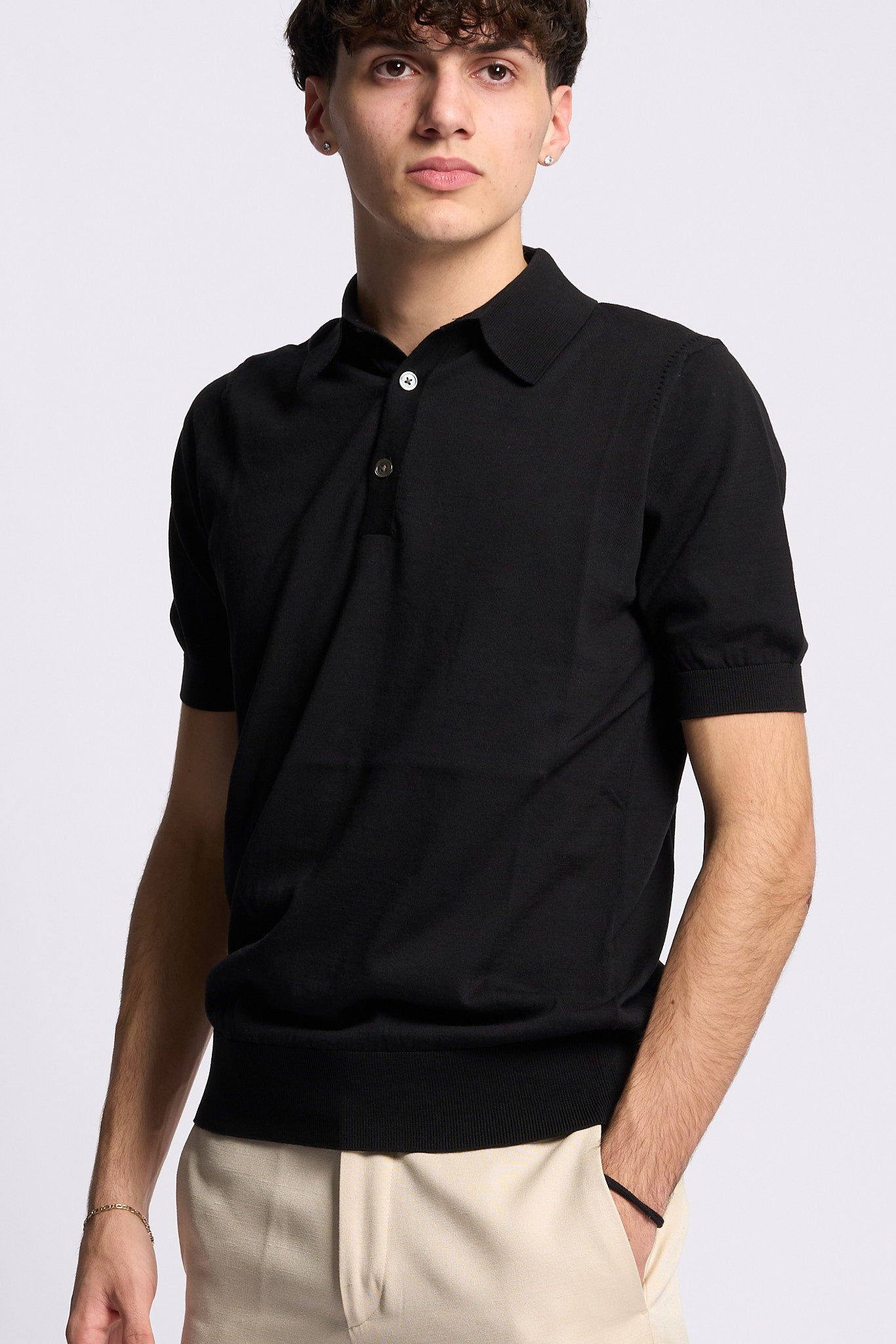 Hosio Polo Manica Corta Nero Uomo-1