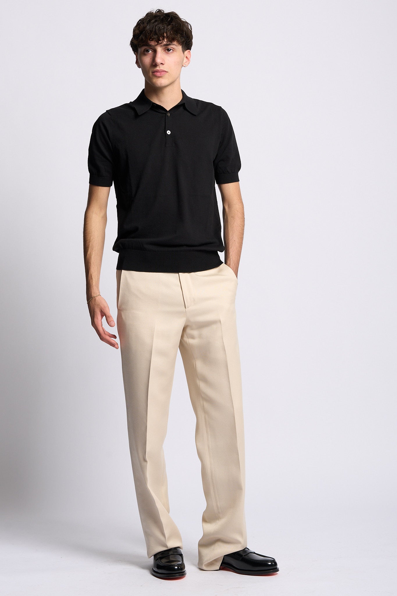 Hosio Polo Manica Corta Nero Uomo-5