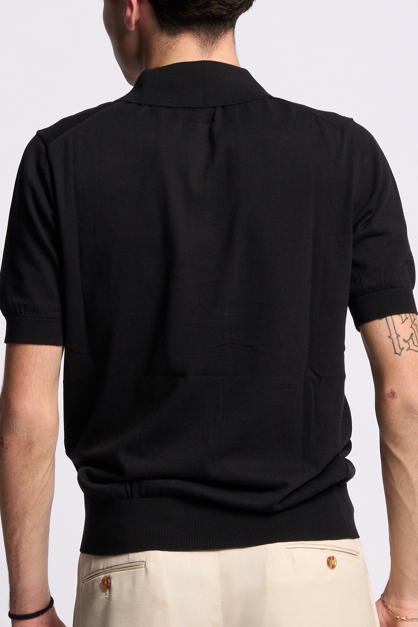 Hosio Polo Manica Corta Nero Uomo-4