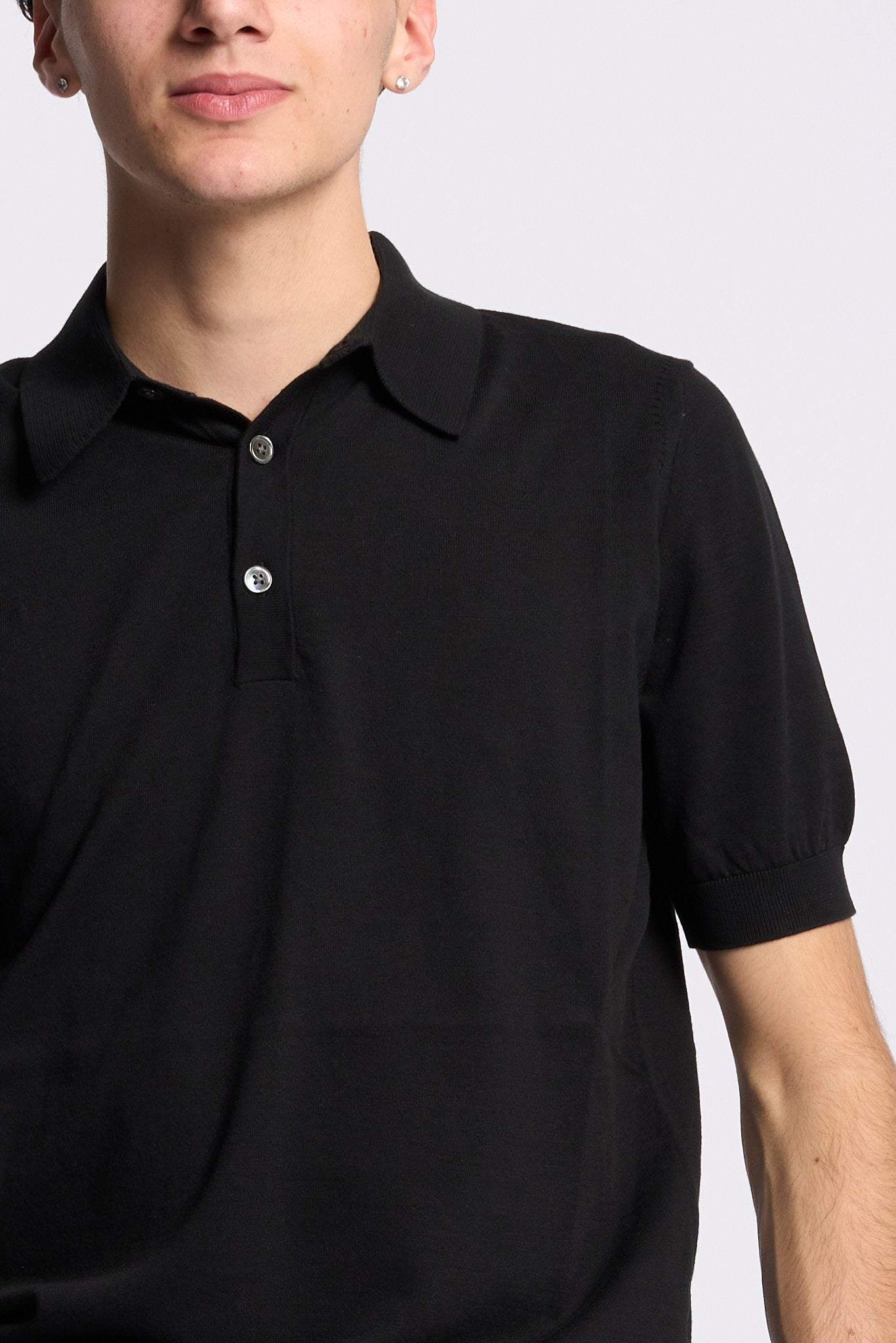 Hosio Polo Manica Corta Nero Uomo-6