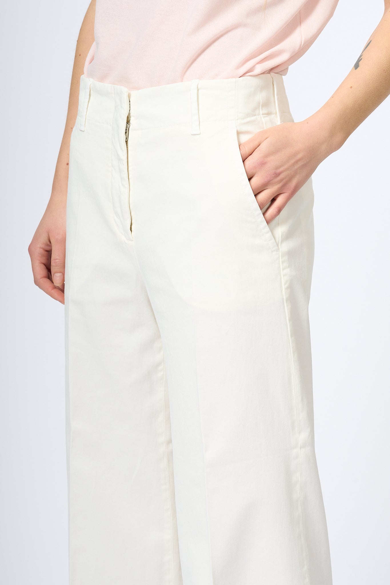 Incotex Pantalone Largo Ilya Bianco Donna-6
