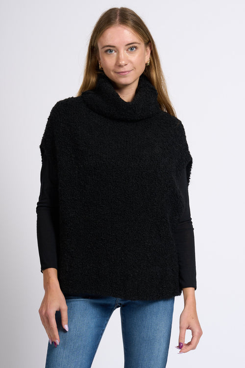 Intrecci Milano Poncho Teddy Nero Donna-2