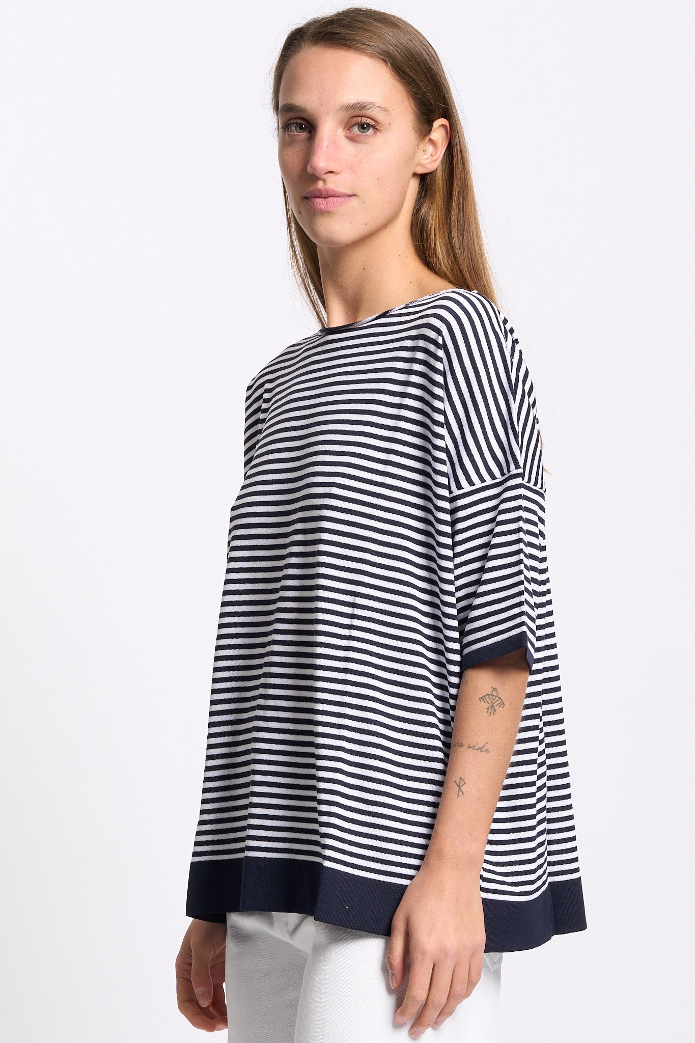 Intrecci milano Maglia Barca Righe Bianco/blu Donna-1