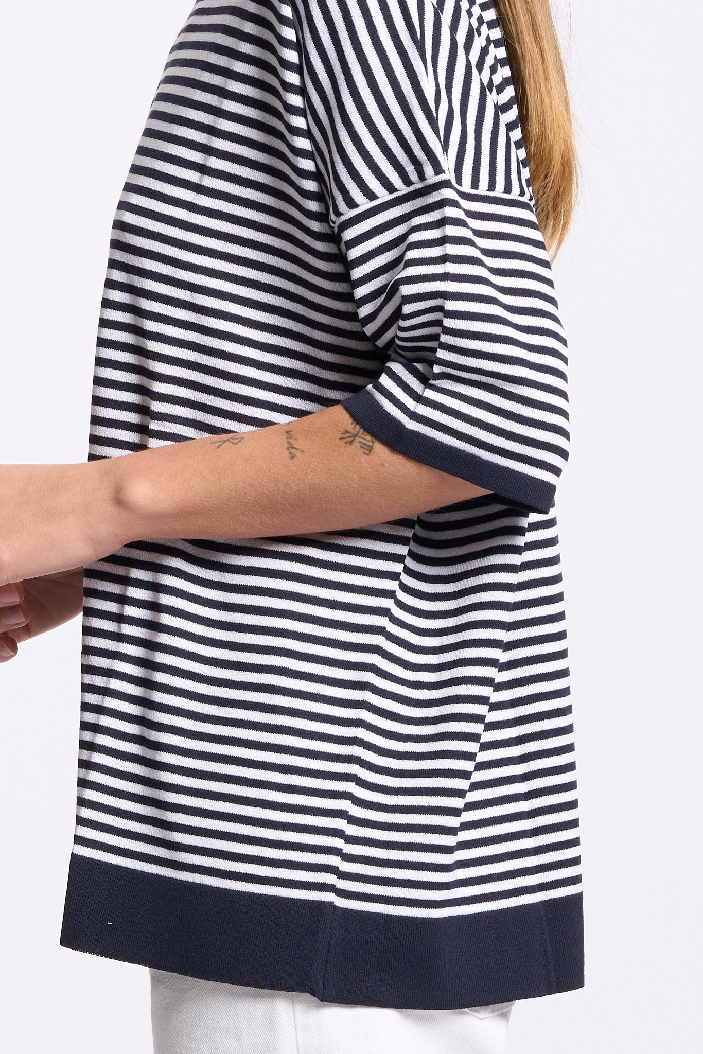 Intrecci milano Maglia Barca Righe Bianco/blu Donna-2