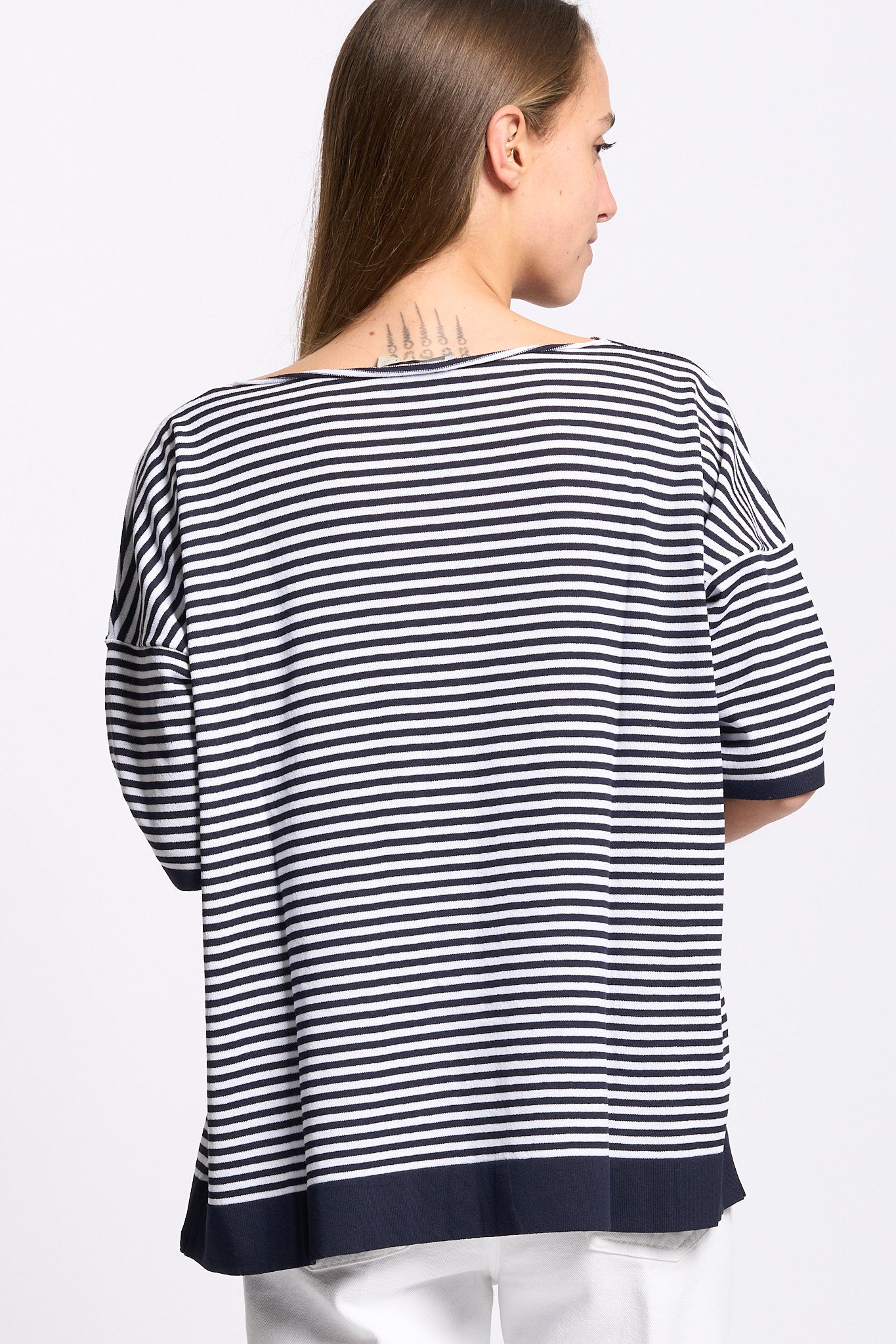 Intrecci milano Maglia Barca Righe Bianco/blu Donna-5