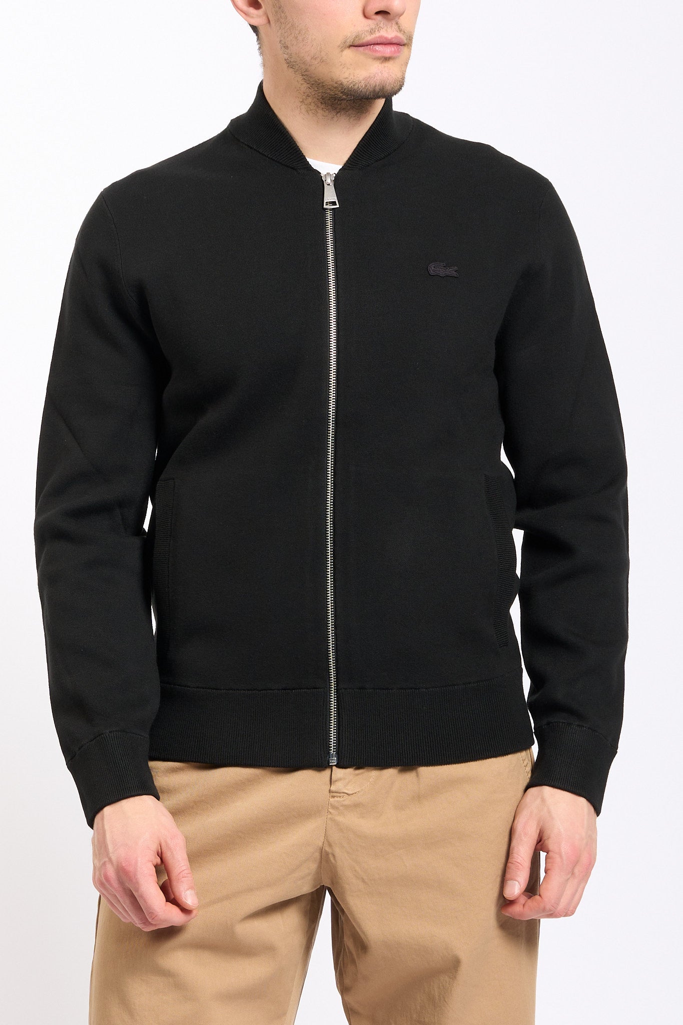 Lacoste Bomber in Maglia Nero Uomo-3