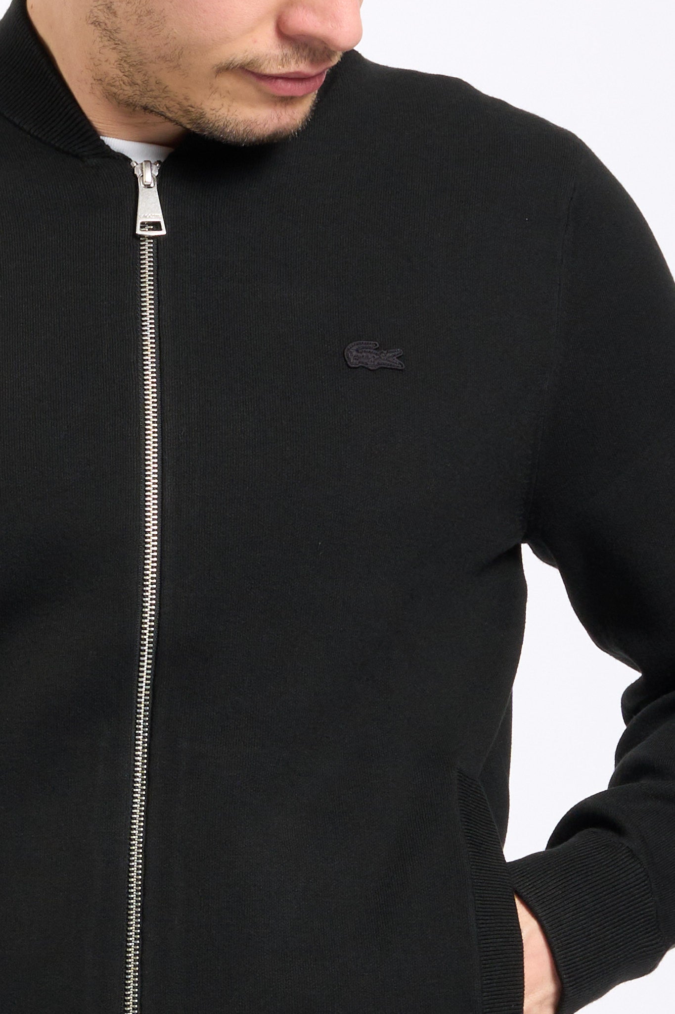 Lacoste Bomber in Maglia Nero Uomo-2