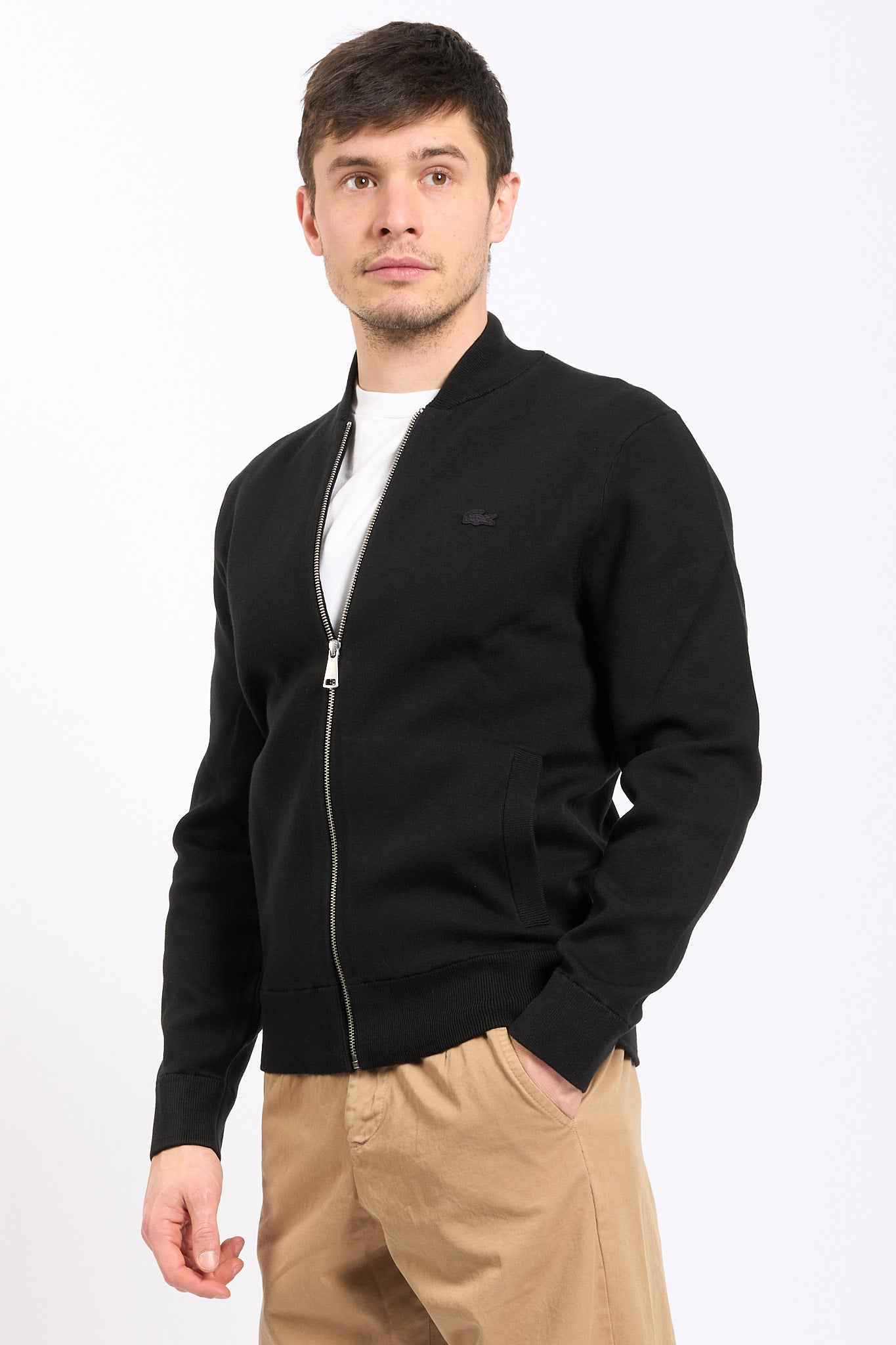 Lacoste Bomber in Maglia Nero Uomo-1