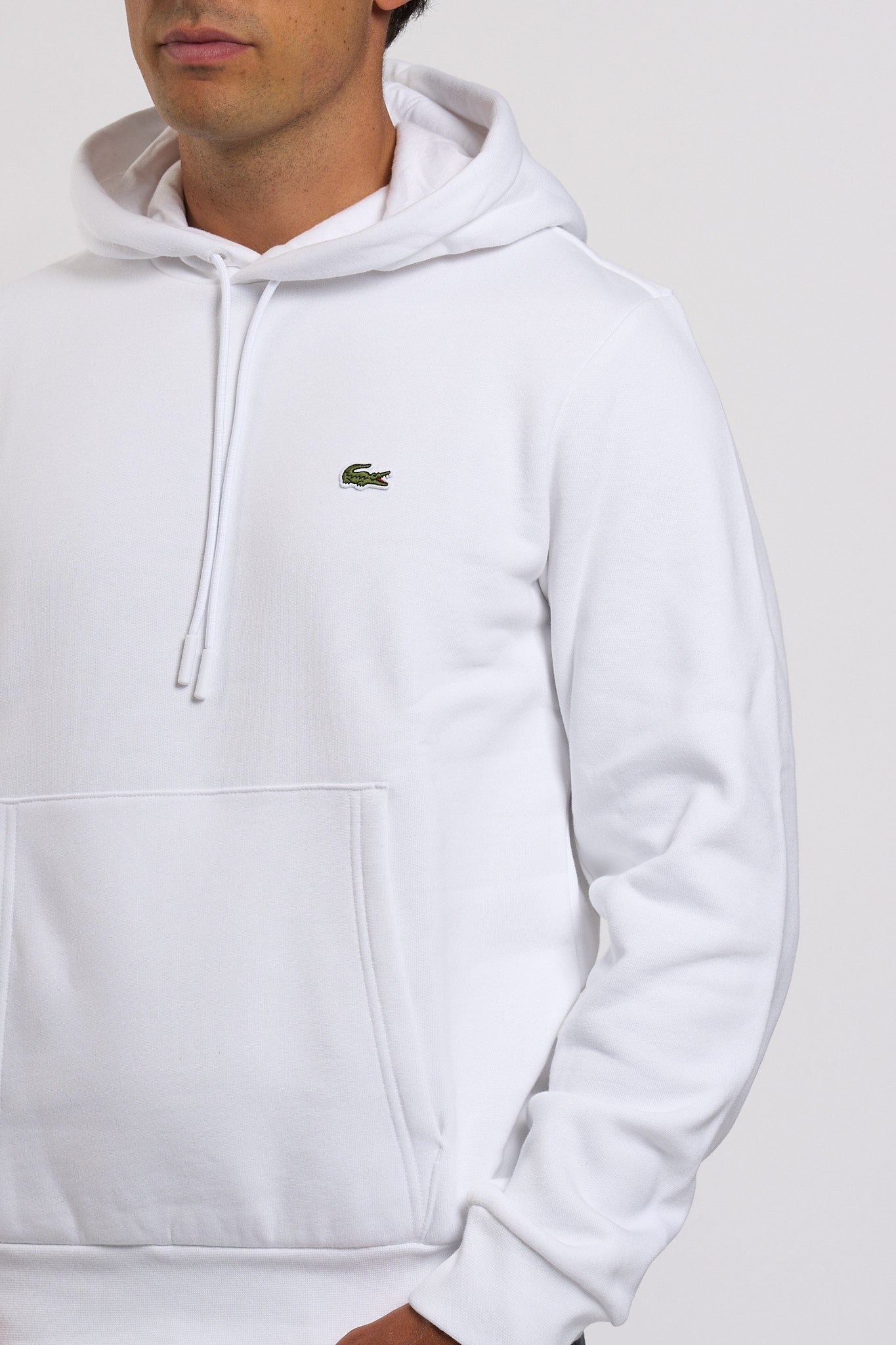 Lacoste Felpa Cappuccio Bianco Uomo-7