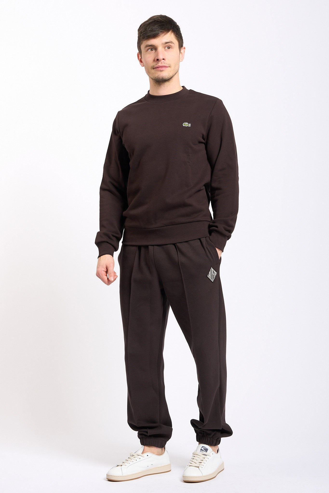 Lacoste Felpa Girocollo Marrone Uomo-1