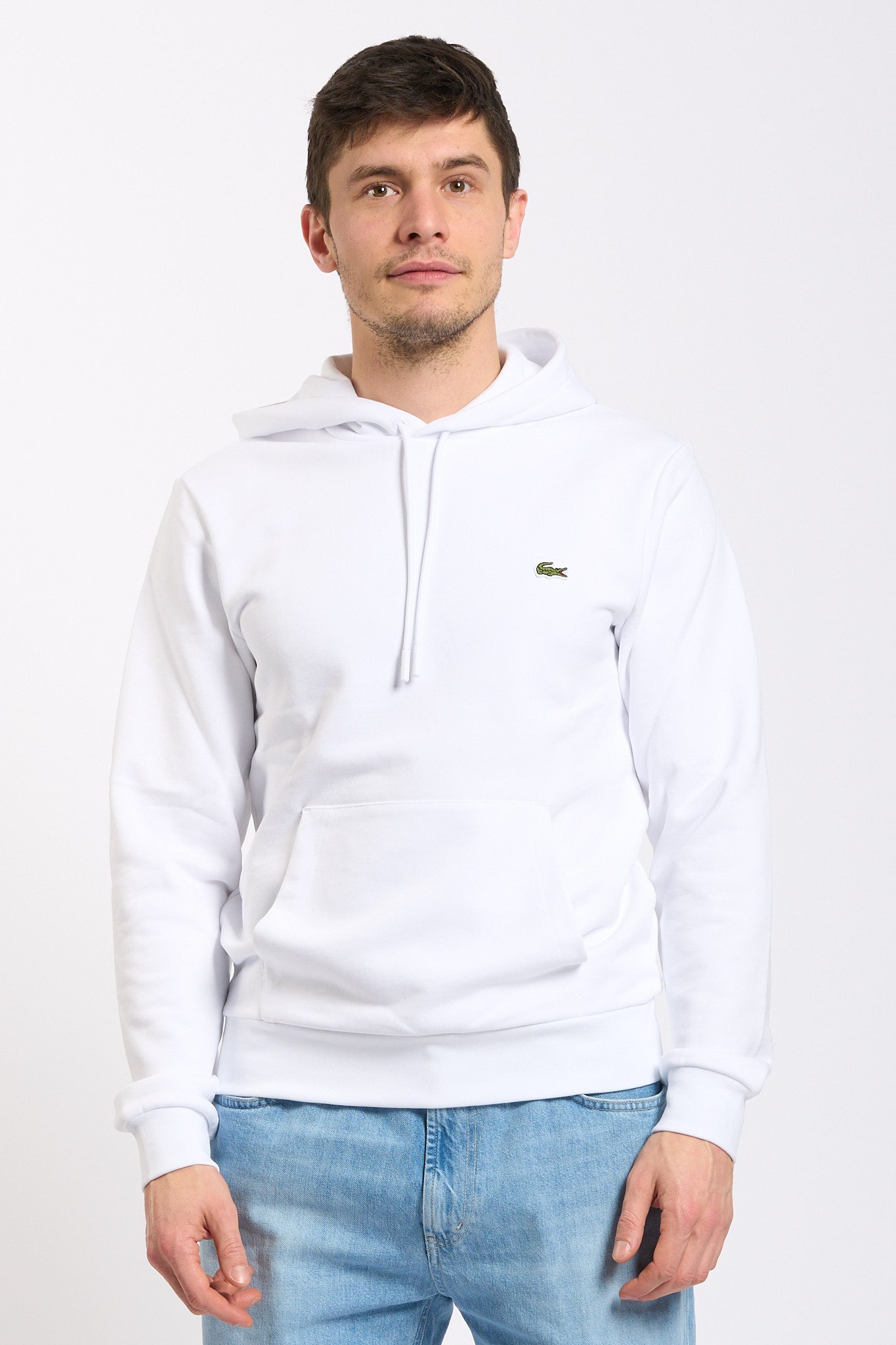 Lacoste Felpa con Cappuccio Bianco Uomo-1