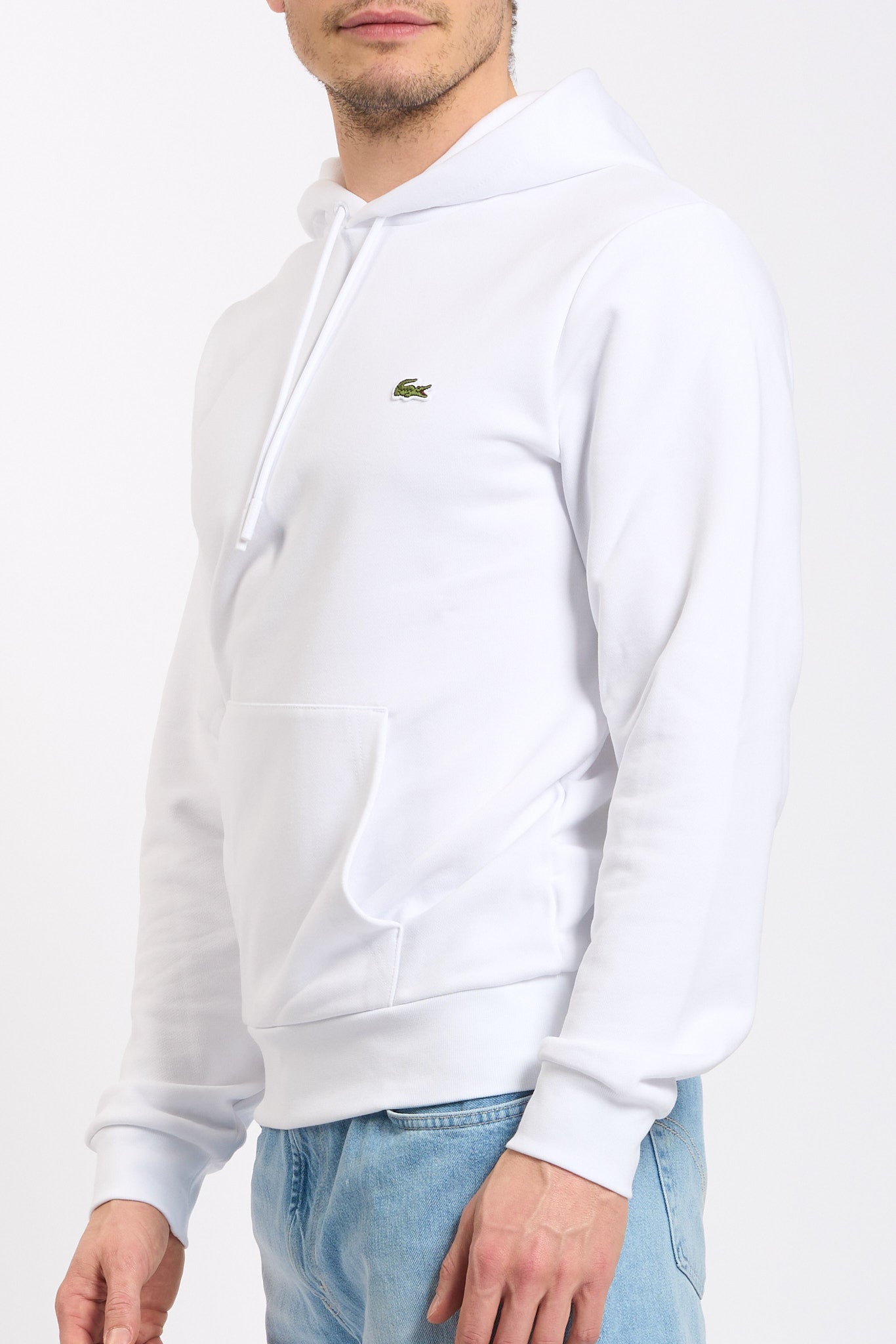 Lacoste Felpa con Cappuccio Bianco Uomo-3
