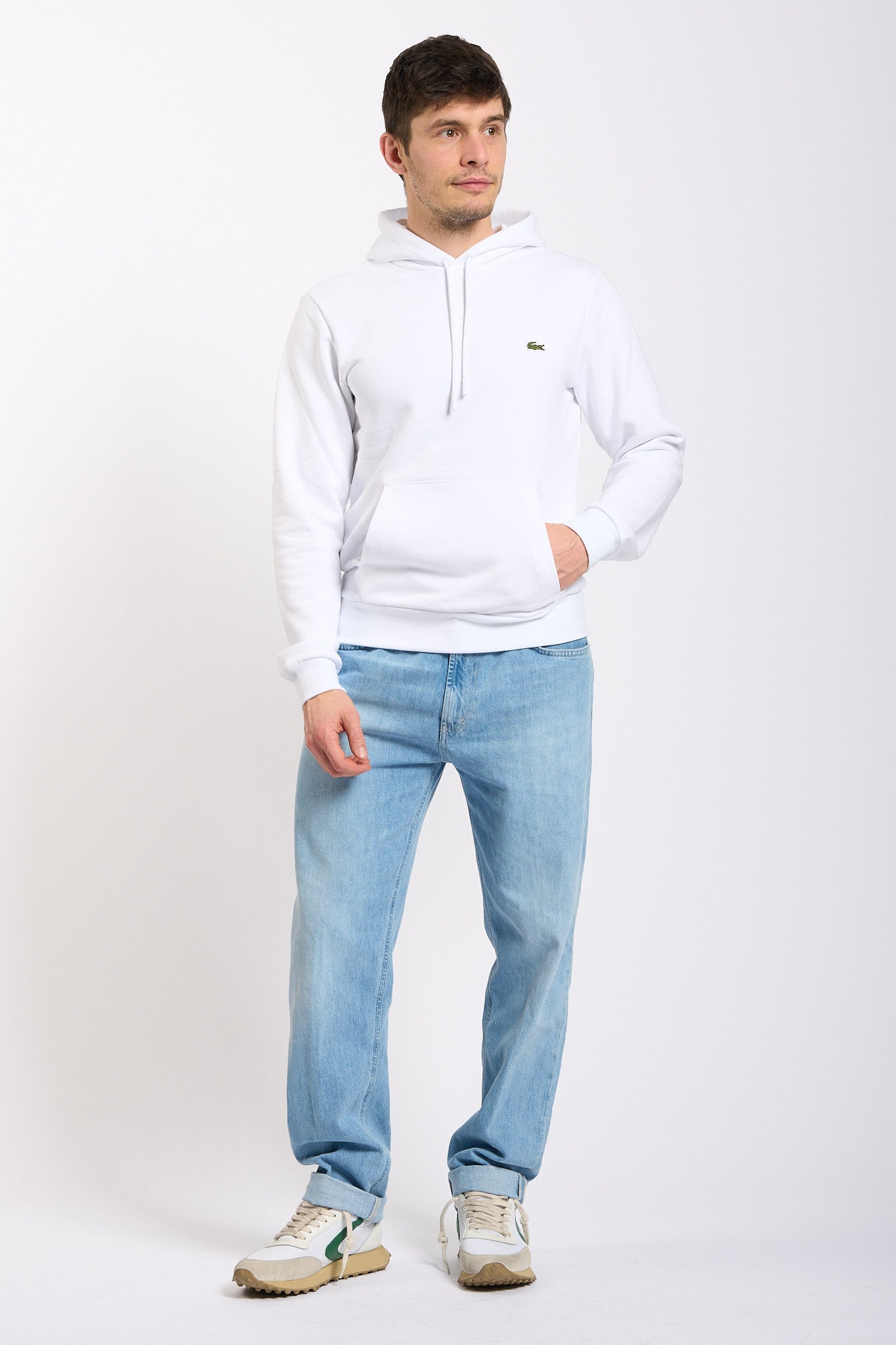Lacoste Felpa con Cappuccio Bianco Uomo-4