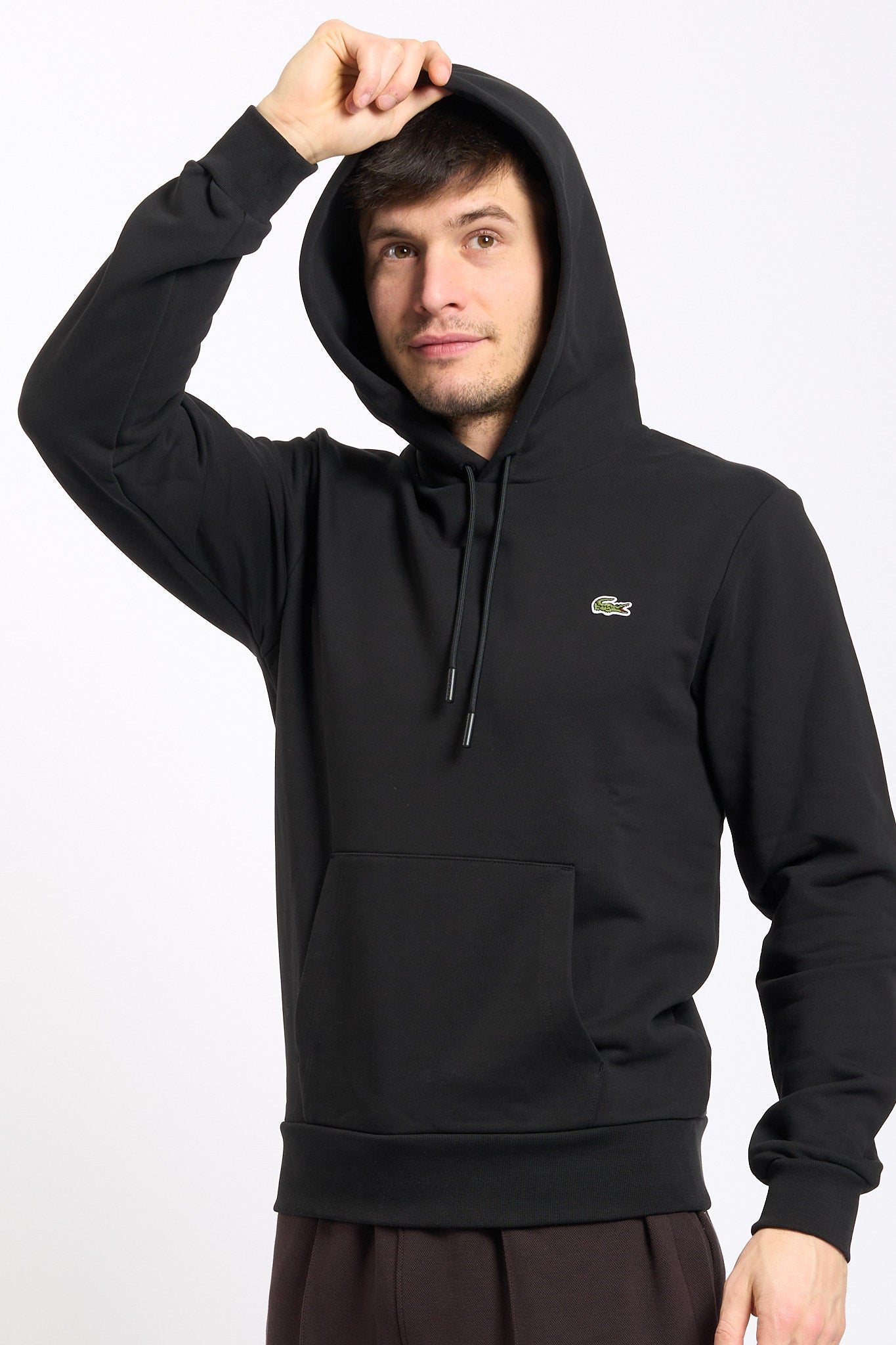 Lacoste Felpa con Cappuccio Nero Uomo-2