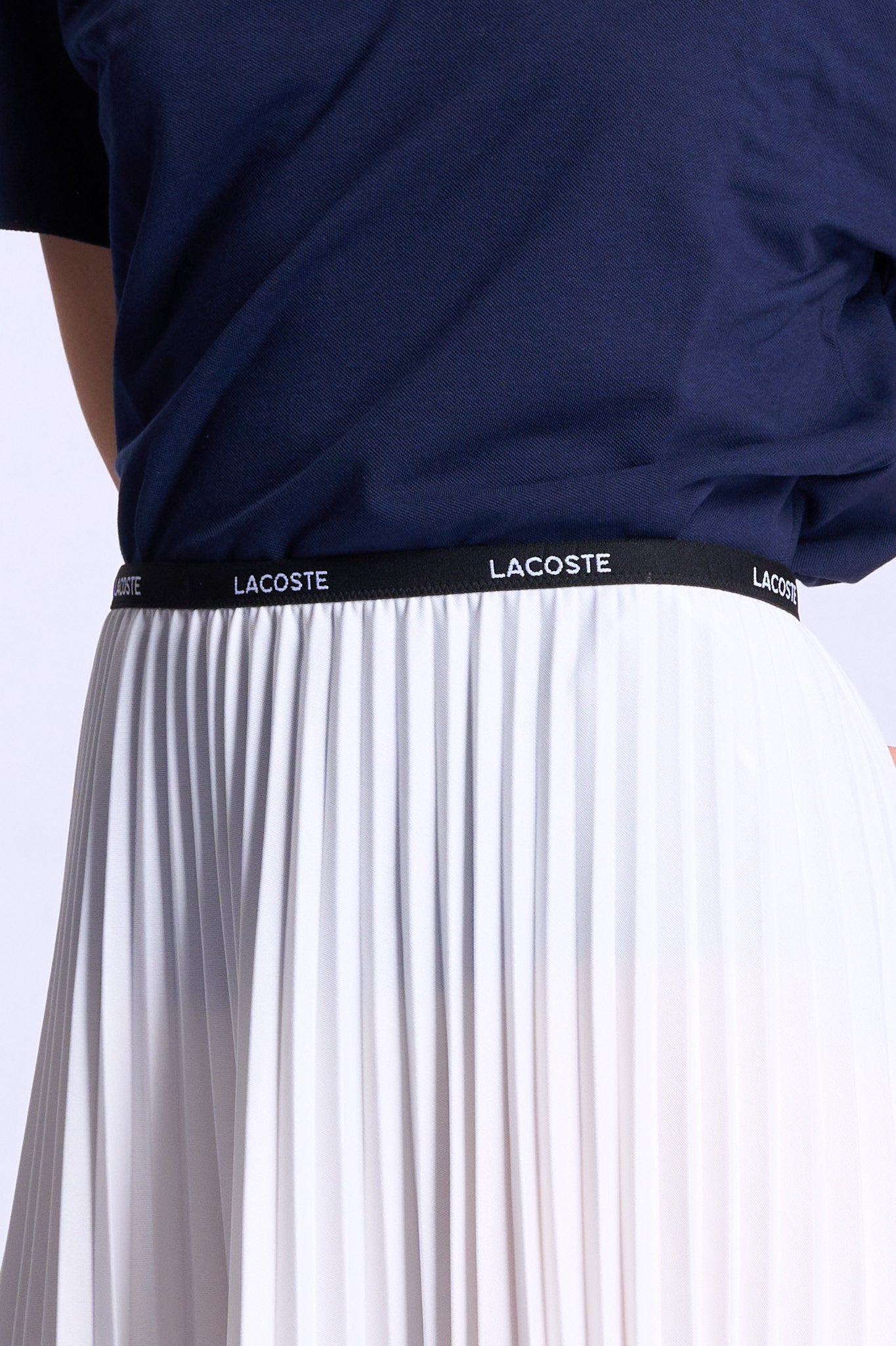 Lacoste Gonna Corta a Pieghe Bianco Donna-5