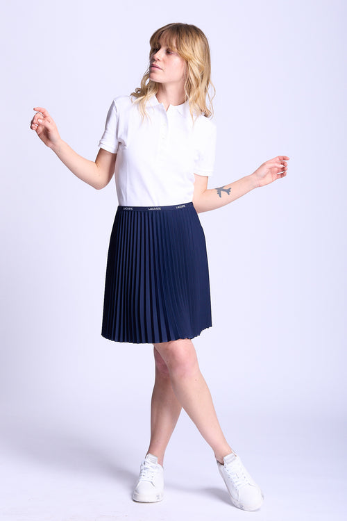 Lacoste Gonna Corta a Pieghe Blu Donna