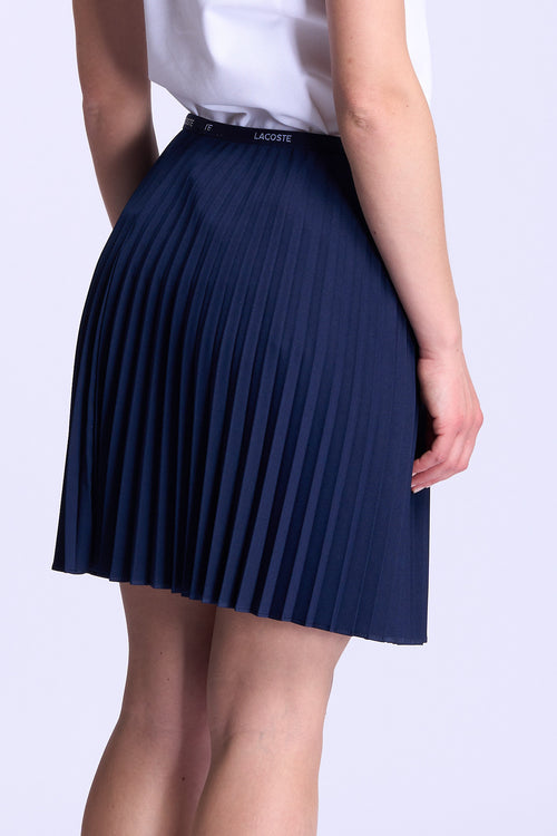 Lacoste Gonna Corta a Pieghe Blu Donna-2