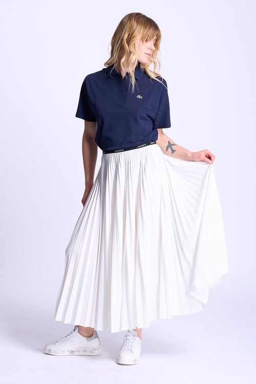 Lacoste Gonna Lunga a Pieghe Bianco Donna