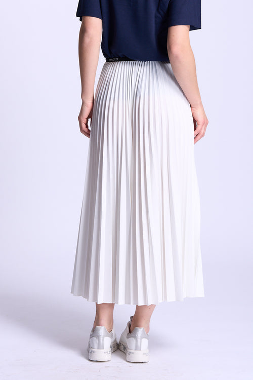 Lacoste Gonna Lunga a Pieghe Bianco Donna-2