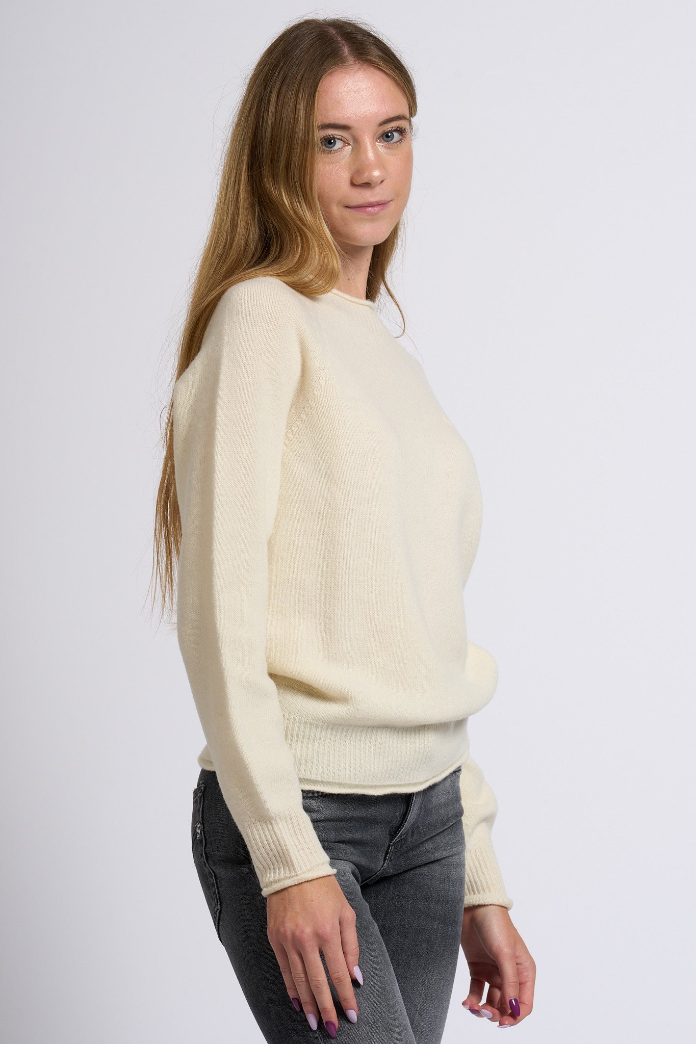 Lacoste Maglione Lana Cardata Bianco Donna-4