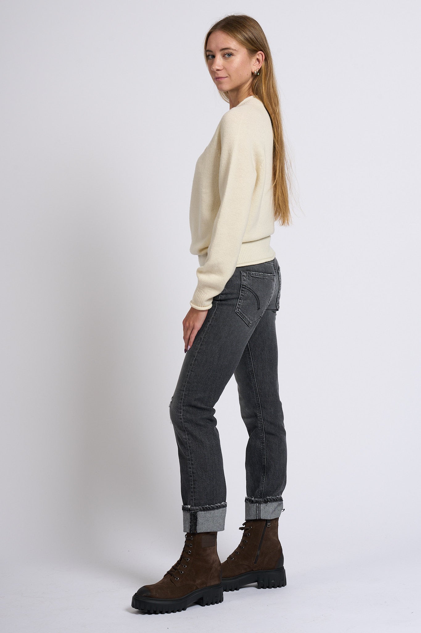 Lacoste Maglione Lana Cardata Bianco Donna-6