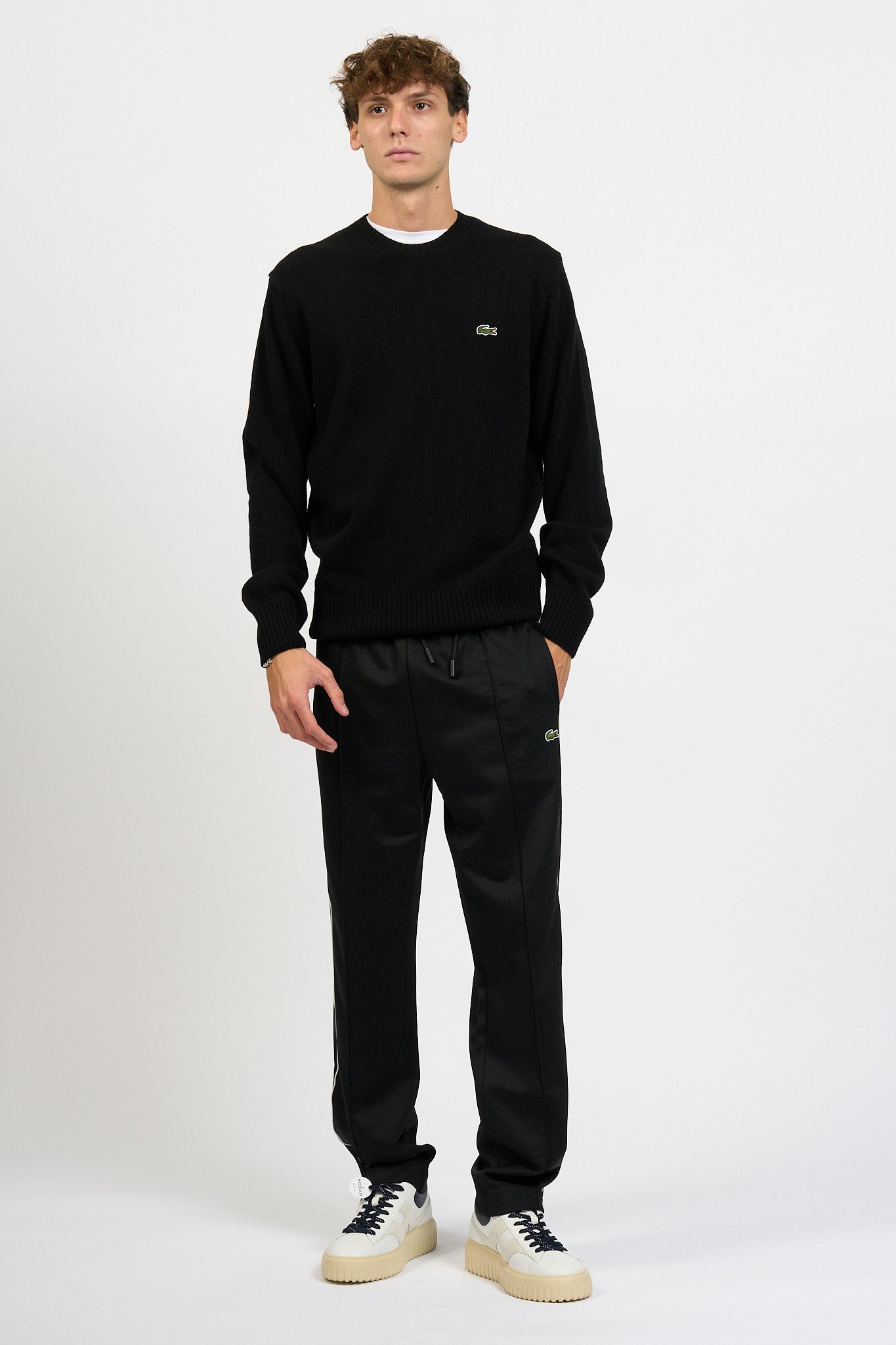 Lacoste Maglione in Lana Nero Uomo-3