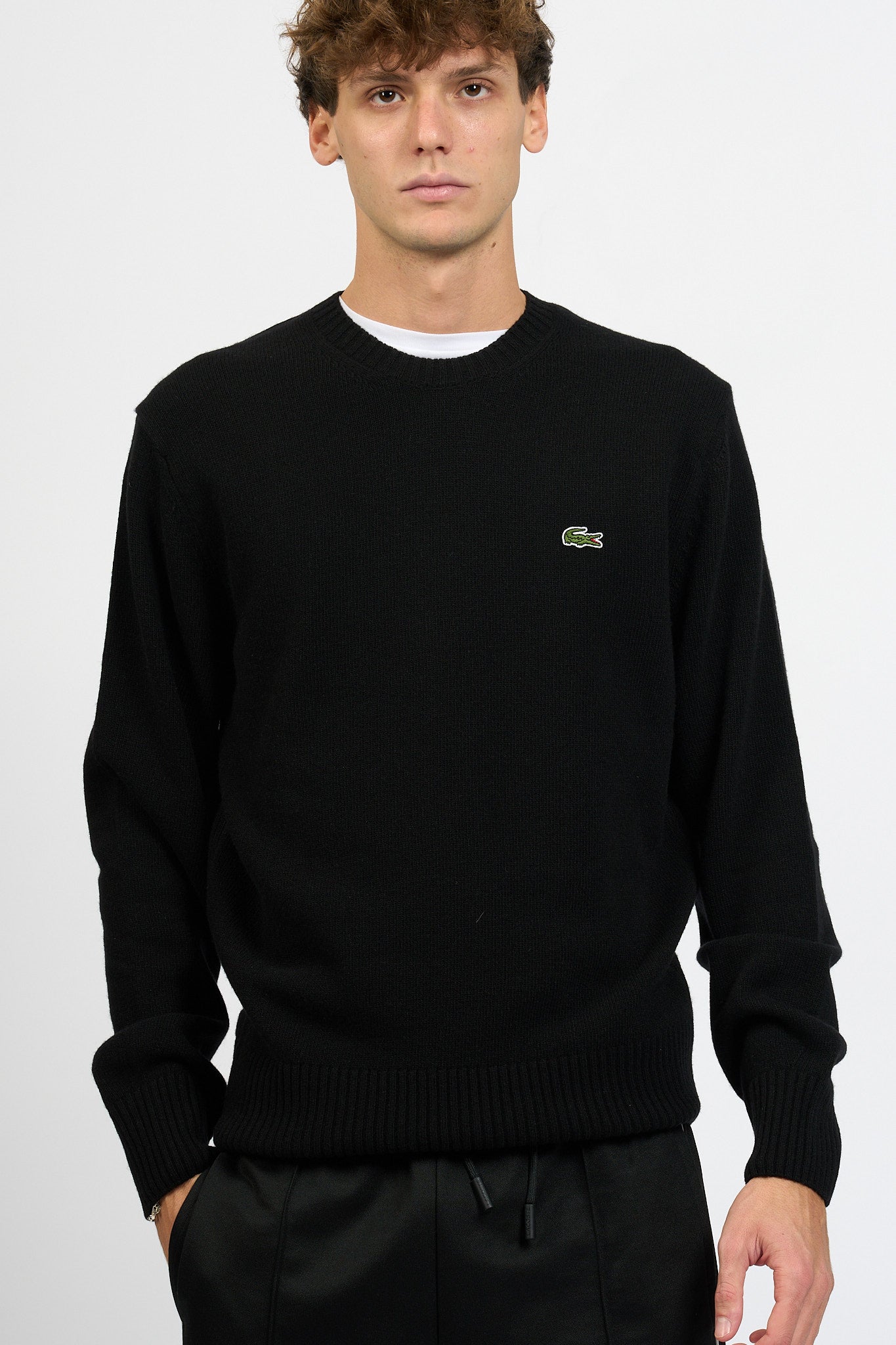 Lacoste Maglione in Lana Nero Uomo-1