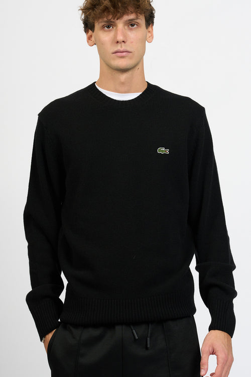 Lacoste Maglione in Lana Nero Uomo