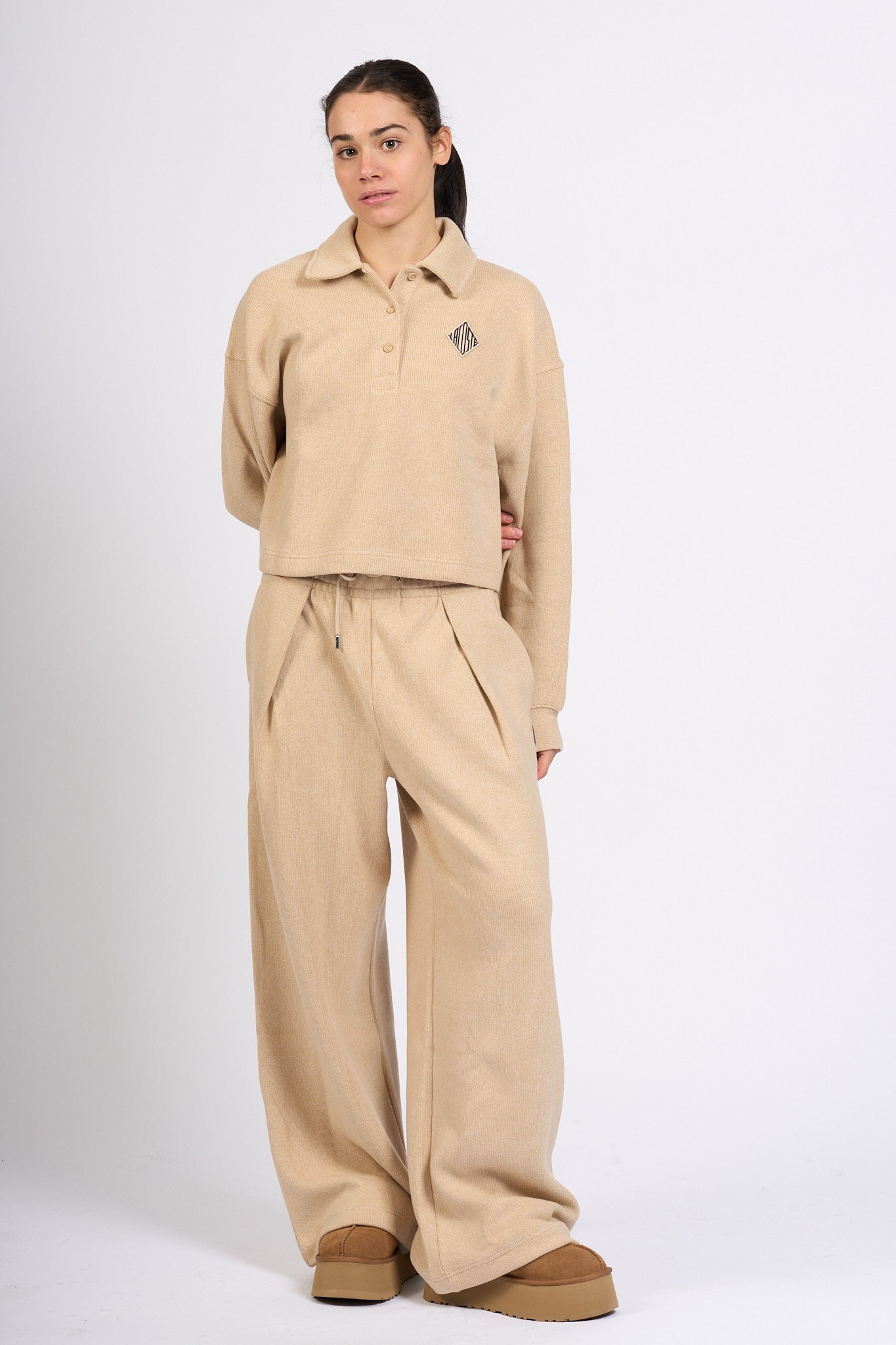 Lacoste Pantalone Ampio Beige Donna-2