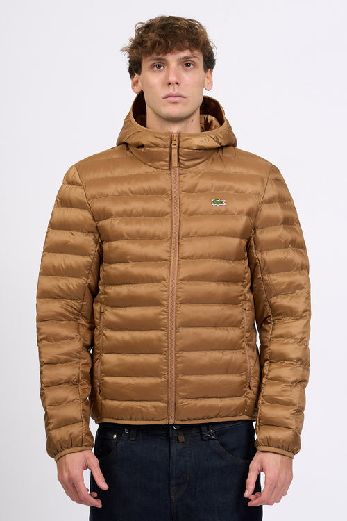 Lacoste Piumino con Cappuccio Cammello Uomo
