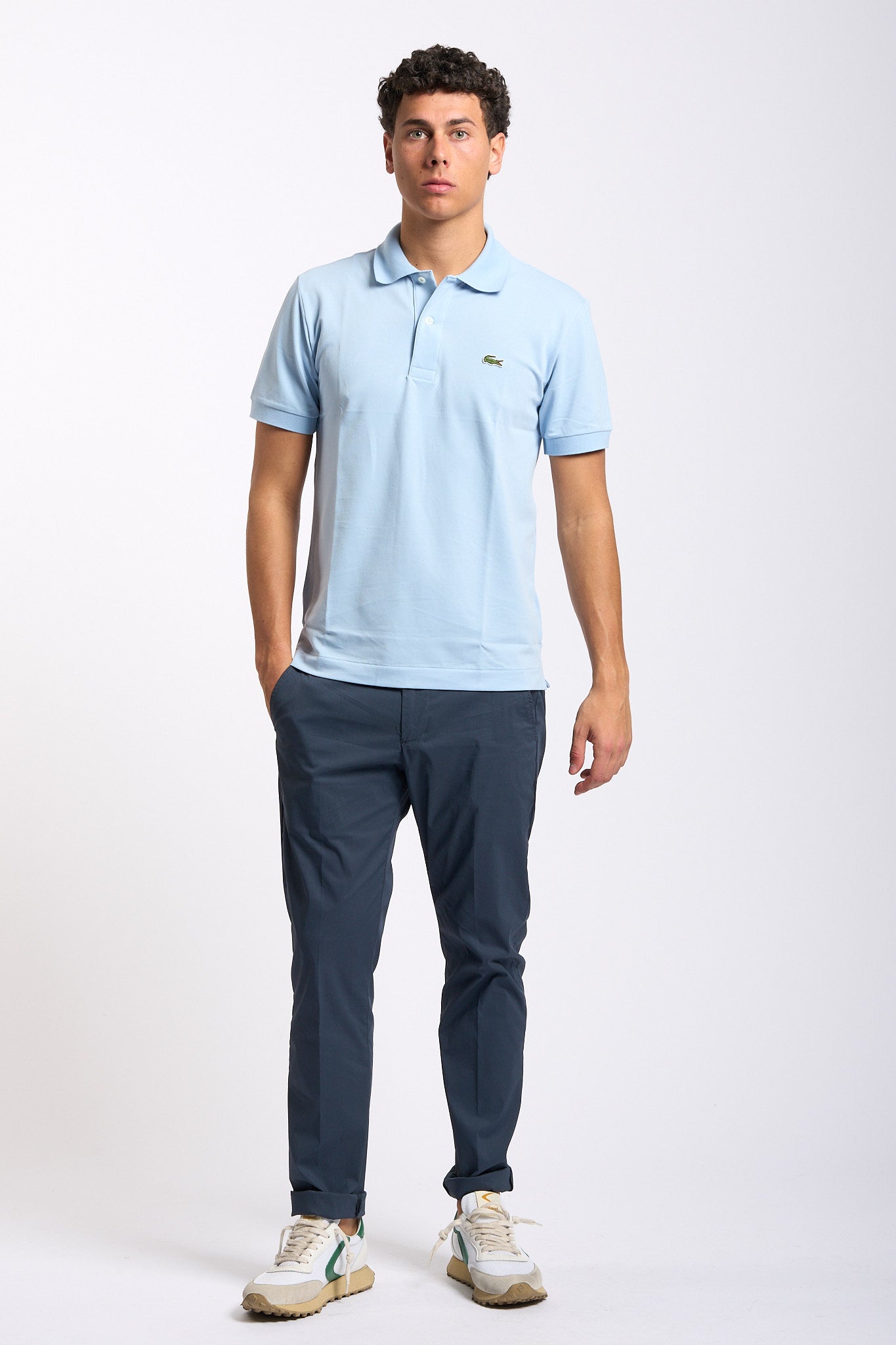 Dondup Pantalone Gaubert Relax Gabardina Blu Uomo-5
