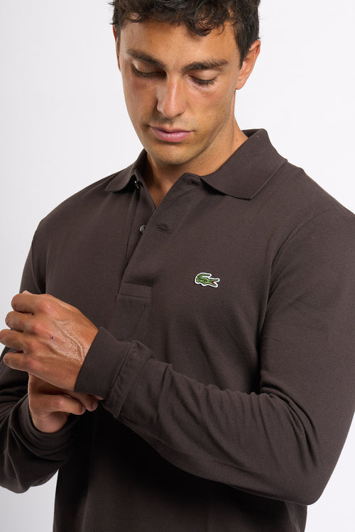 Lacoste Polo Manica Lunga Marrone Uomo