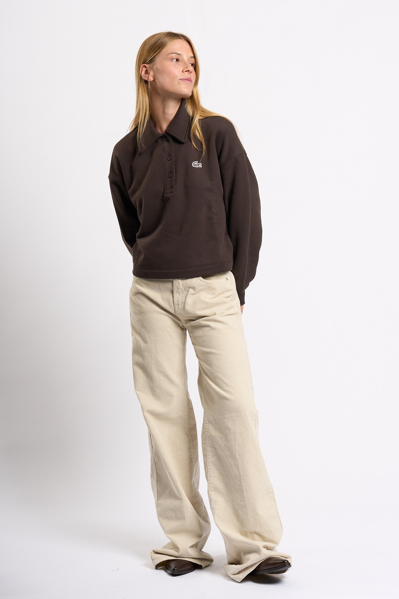 Lacoste Polo Over Marrone Donna-3