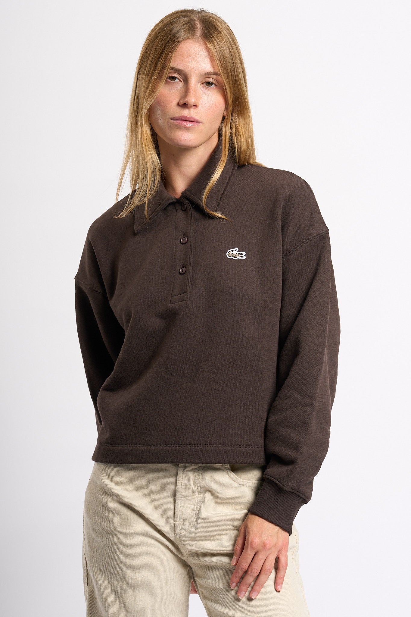 Lacoste Polo Over Marrone Donna-4