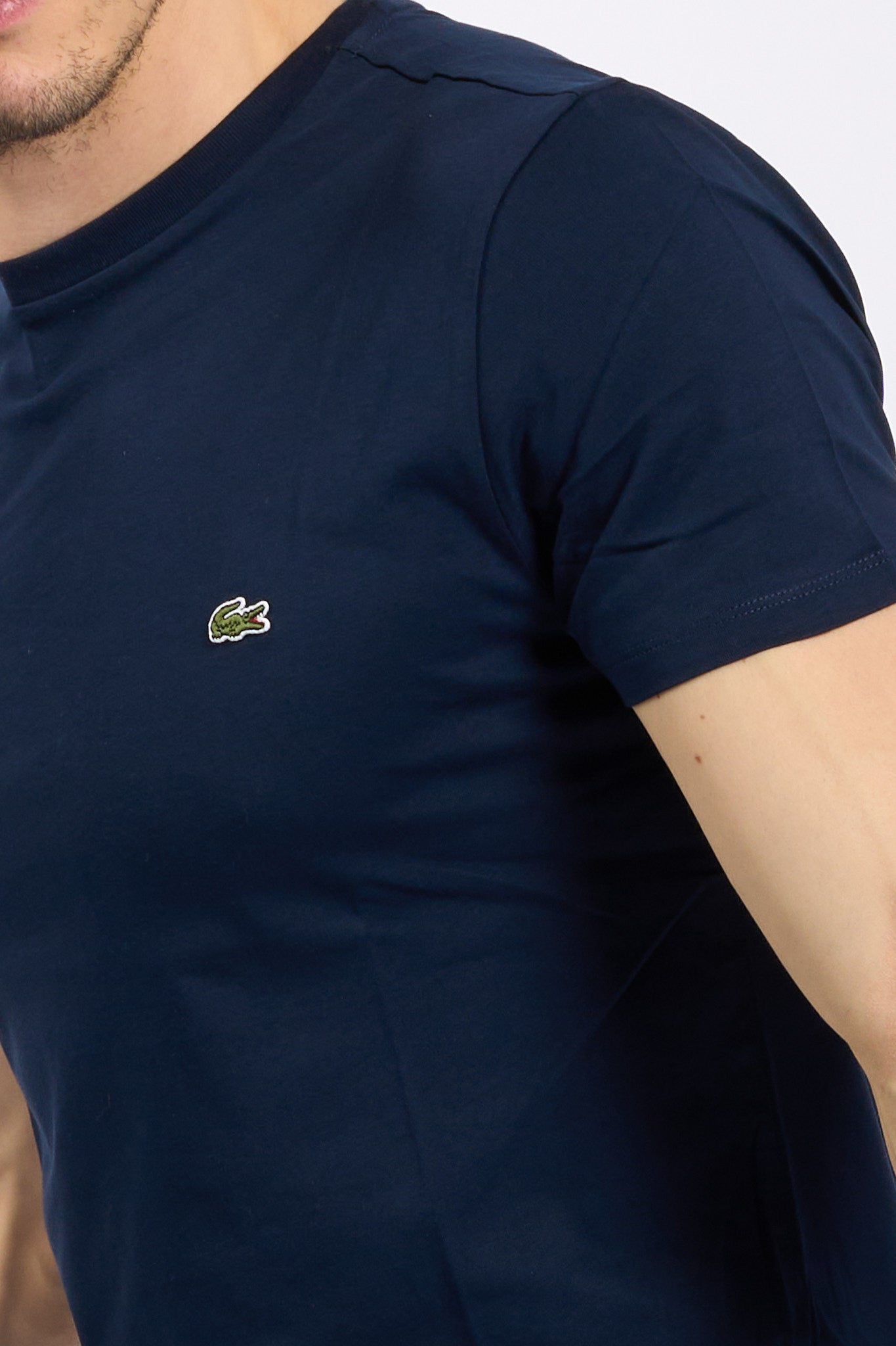 Lacoste T-shirt Cotone Leggero Blu Uomo-4