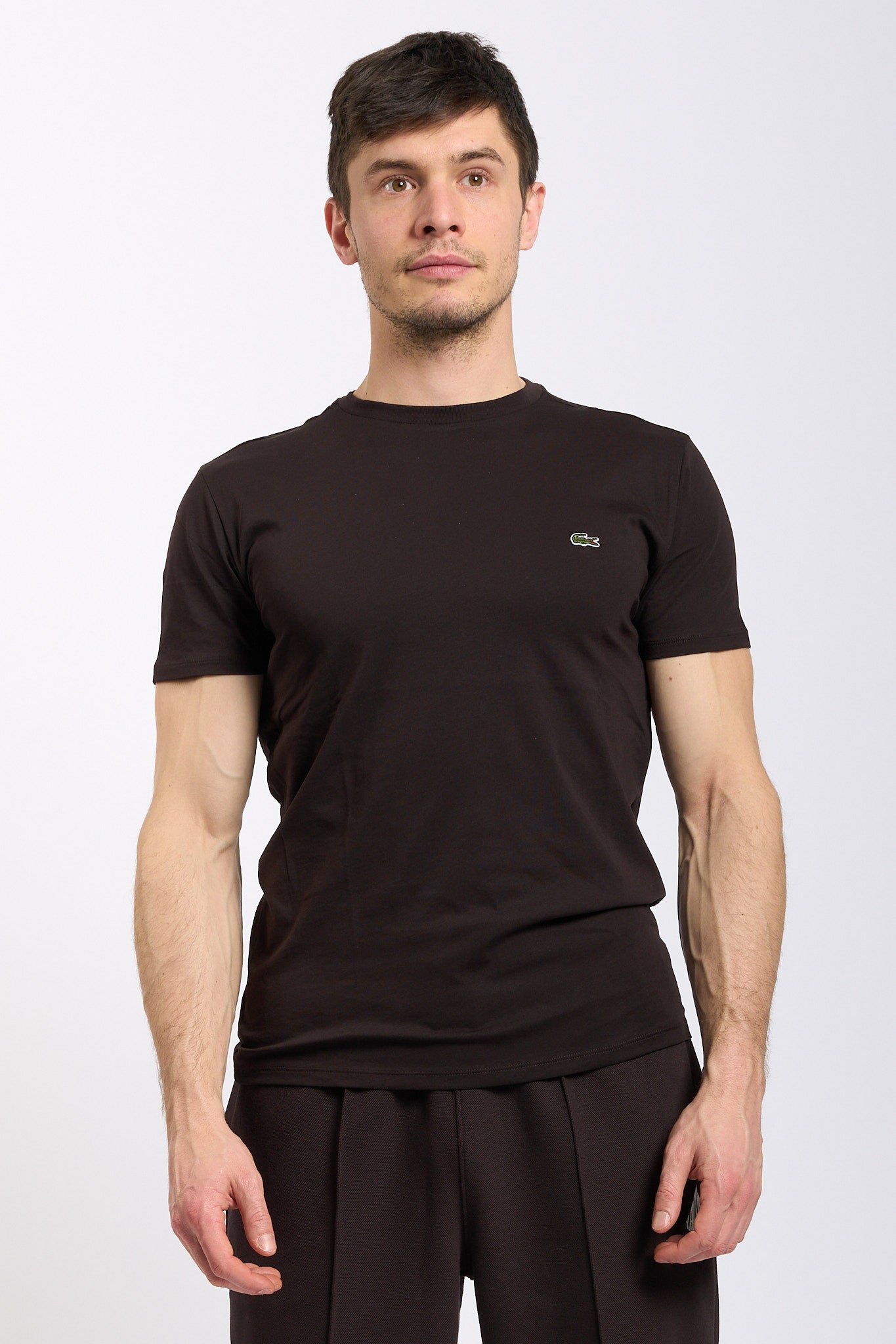 Lacoste T-shirt Cotone Leggero Marrone Uomo-5