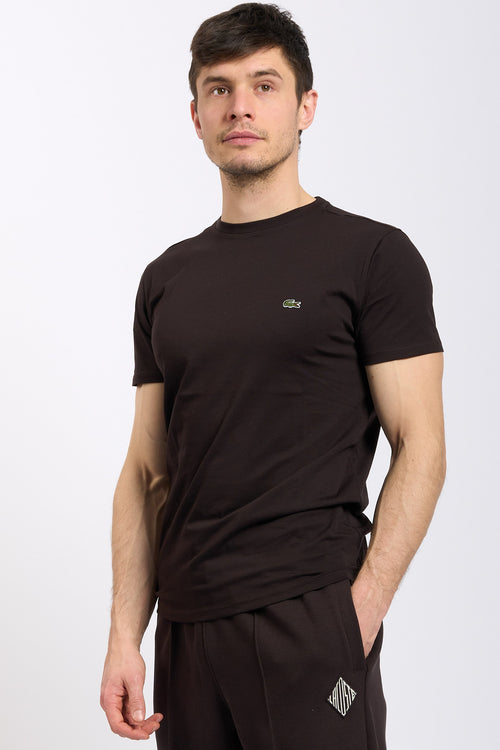 Lacoste T-shirt Cotone Leggero Marrone Uomo